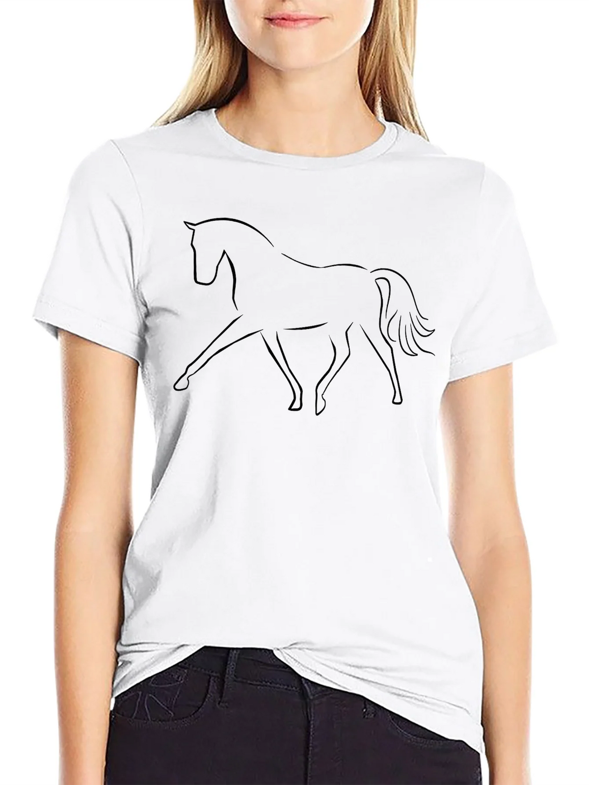 Minimalist Horse Graphic Black T-Shirt product image 8