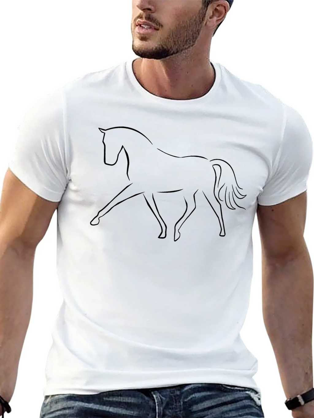 Minimalist Horse Graphic Black T-Shirt product image 12