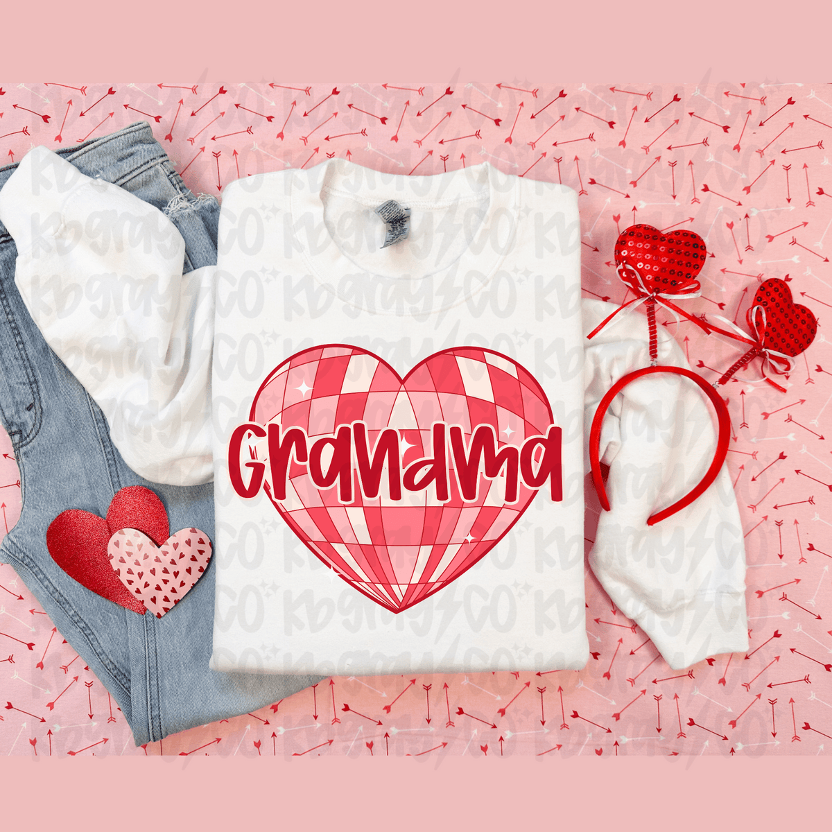 Custom name grandparent disco heart