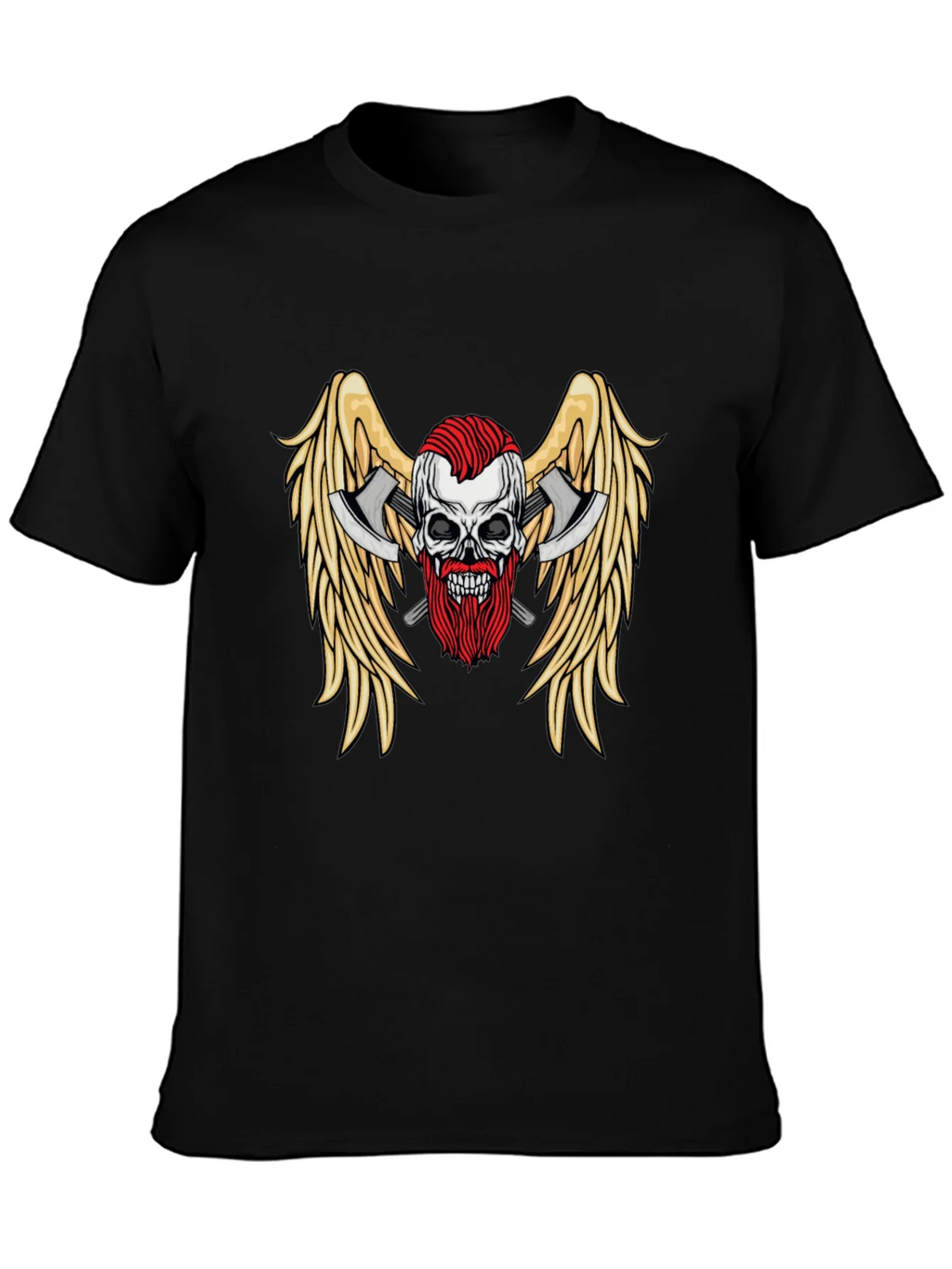 Skull Axes Wings Graphic Tee - Black product image 3