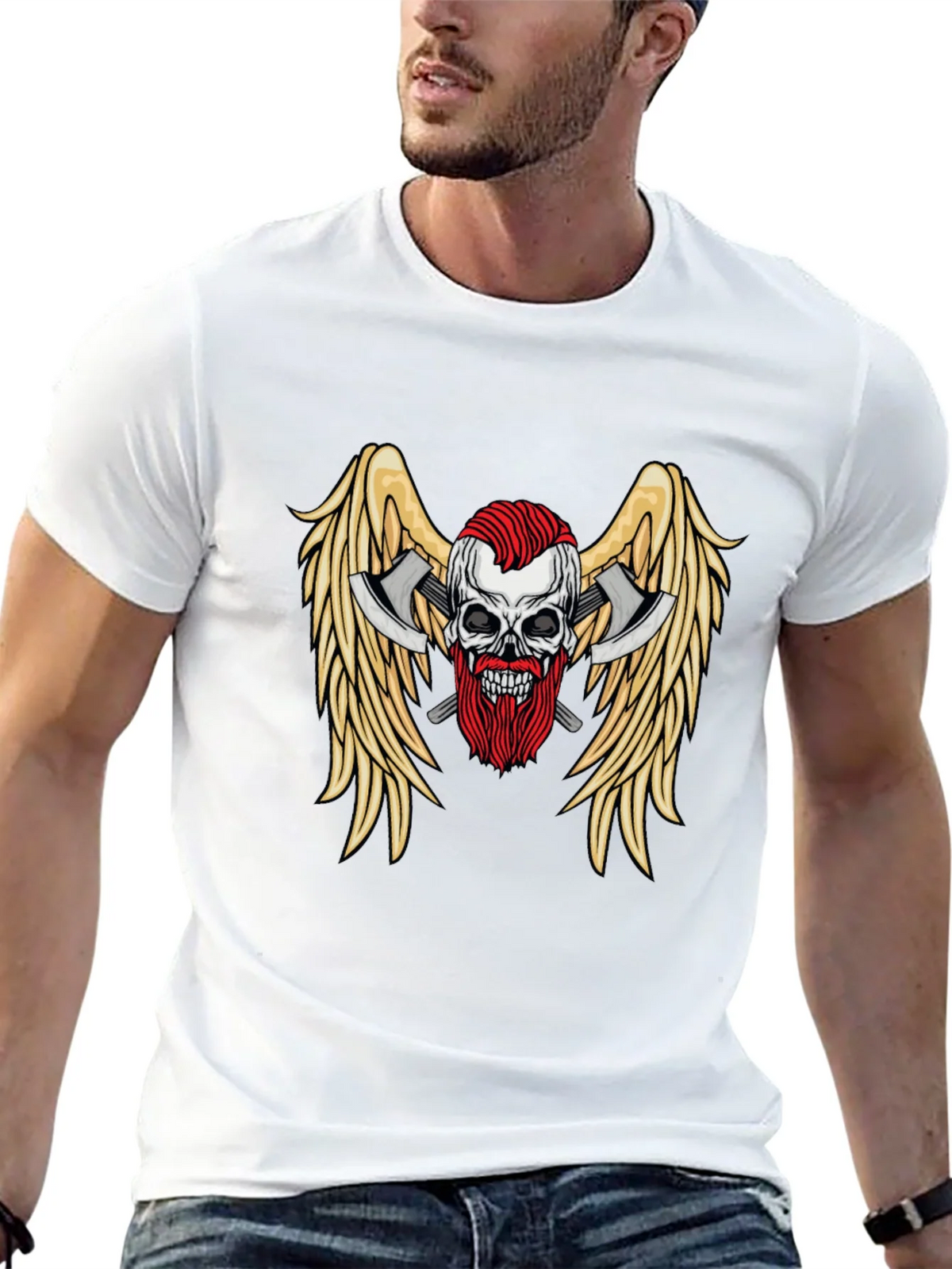 Skull Axes Wings Graphic Tee - Black product image 12