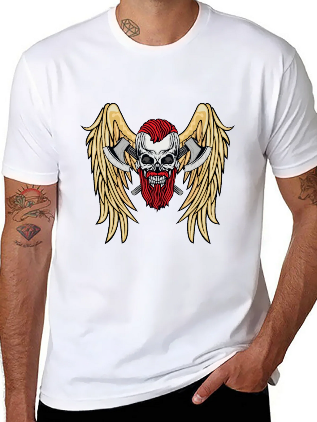 Skull Axes Wings Graphic Tee - Black product image 7