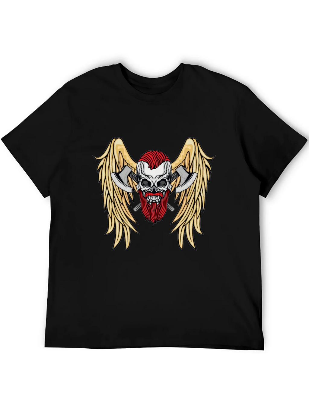 Skull Axes Wings Graphic Tee - Black product image 5