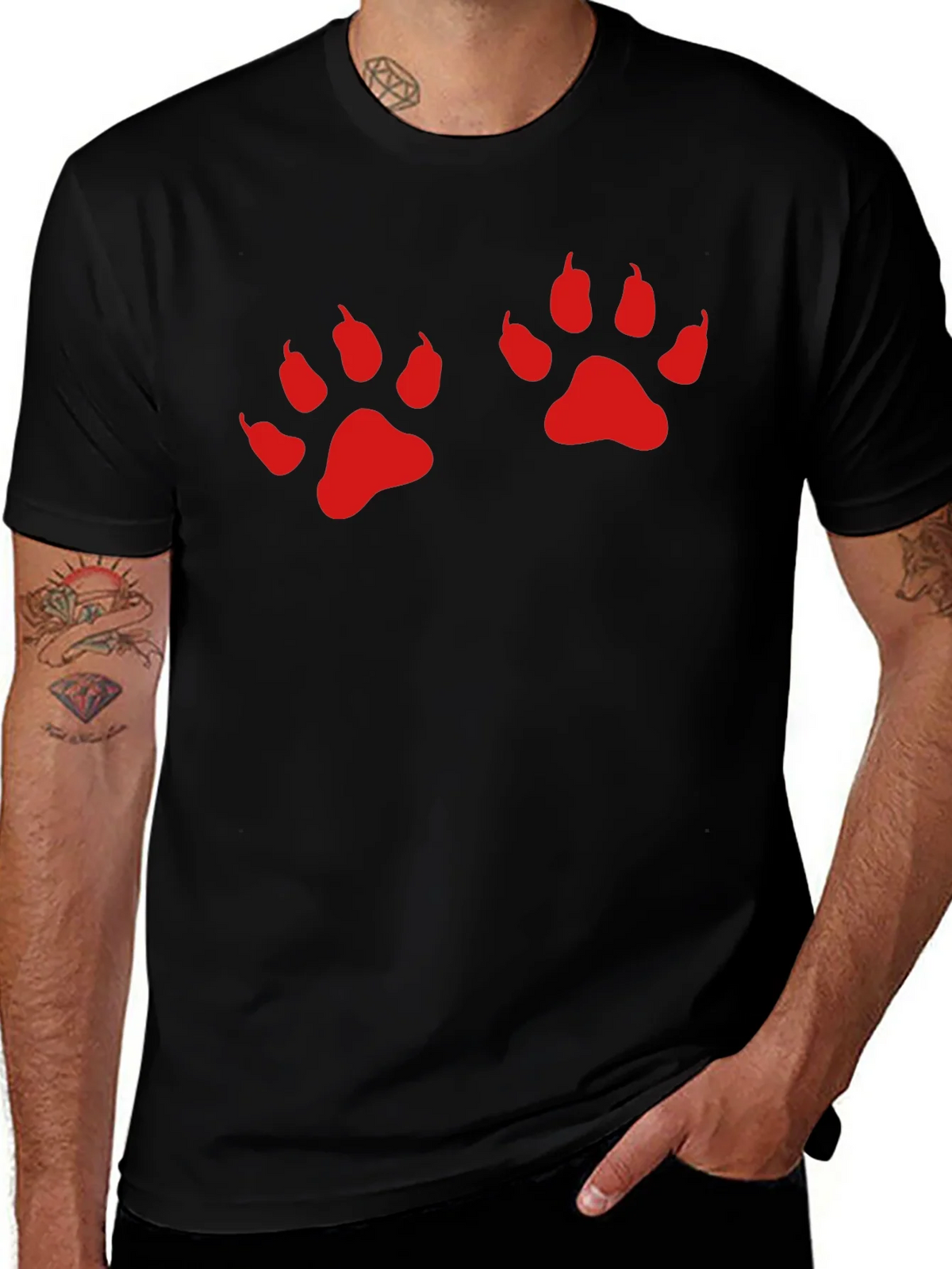 Black Tee with Red Paw Prints product image 1
