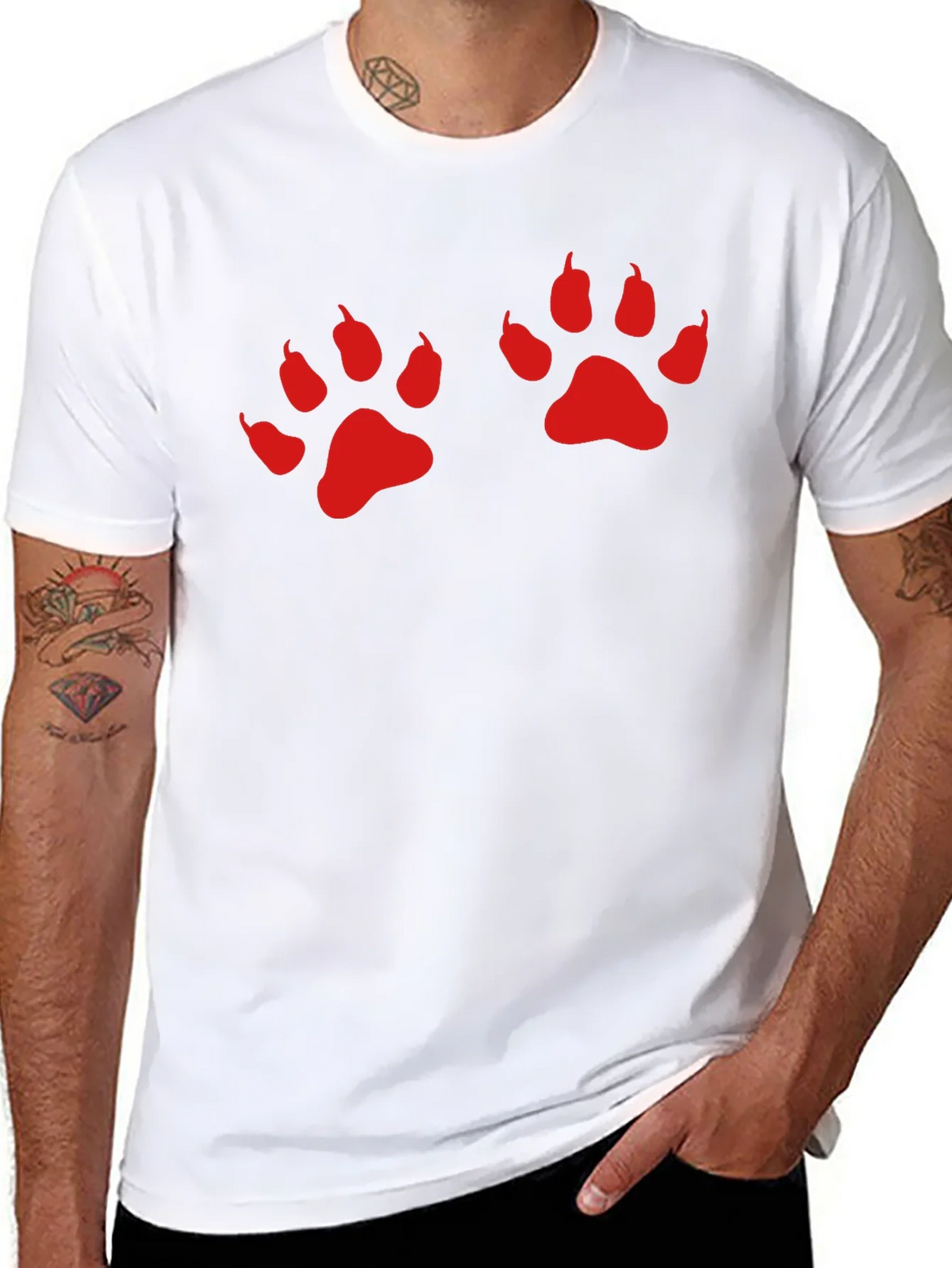 Black Tee with Red Paw Prints product image 7