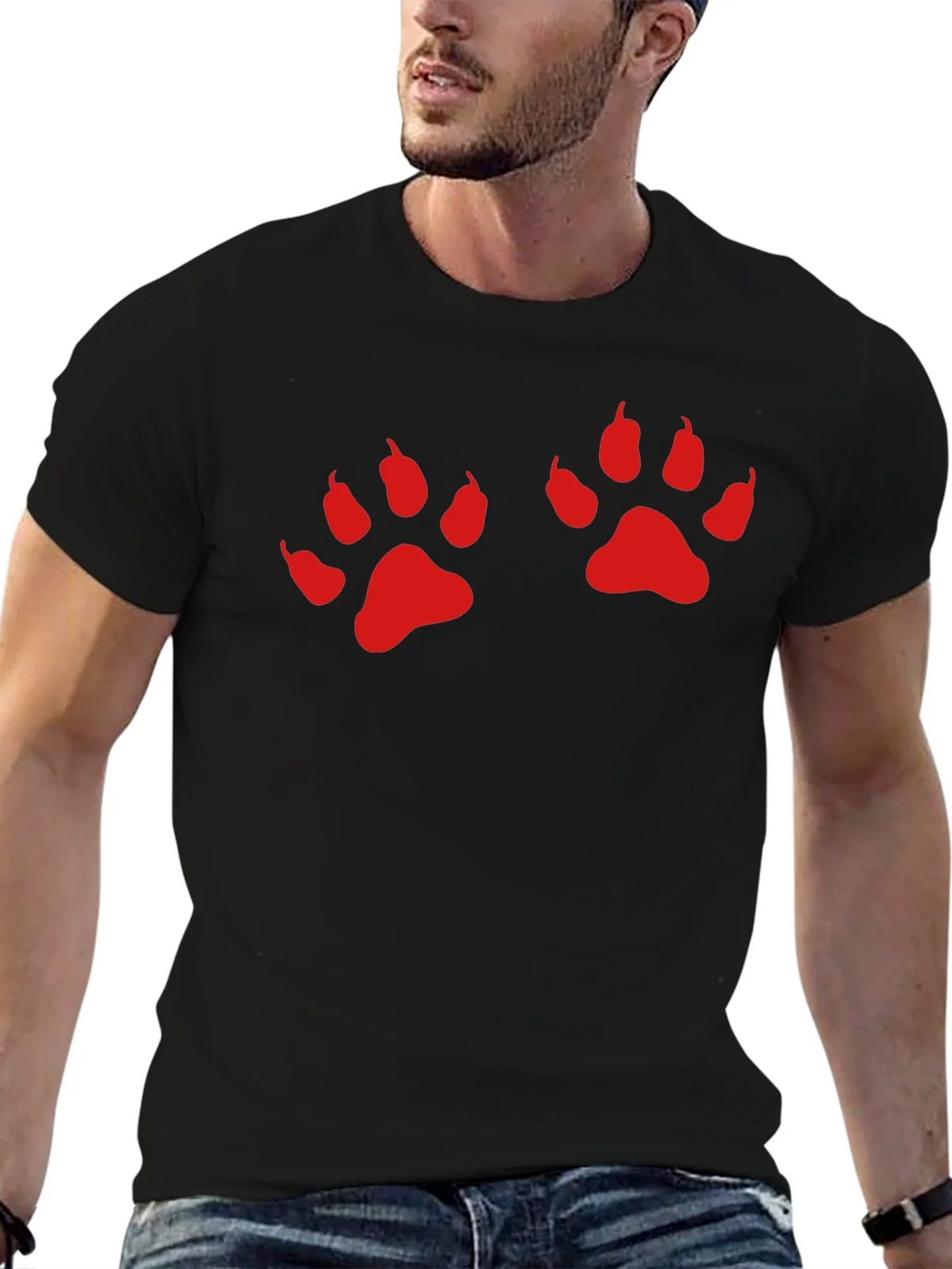 Black Tee with Red Paw Prints product image 6