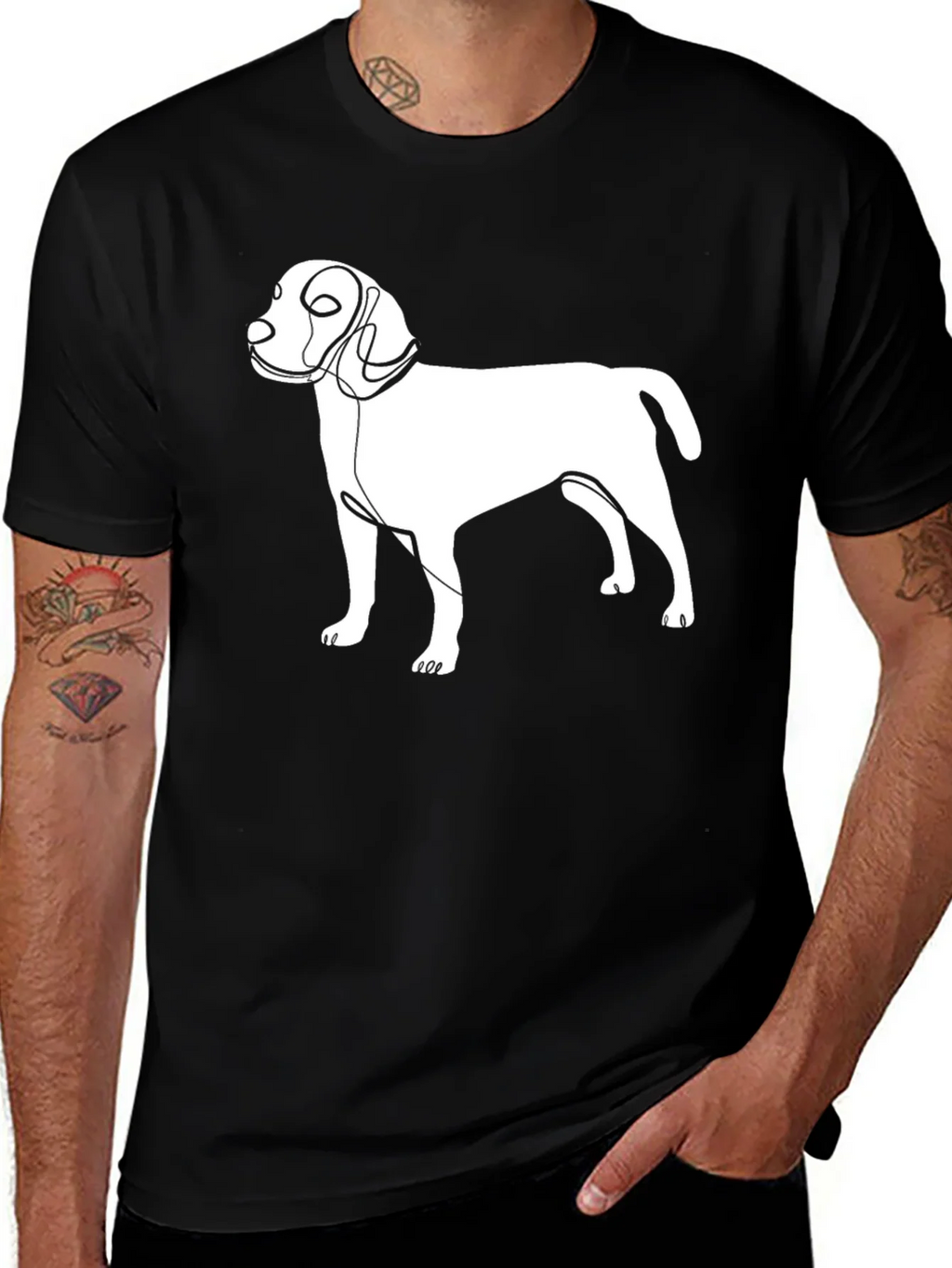 Abstract Dog Line Art Graphic T-Shirt product image 1