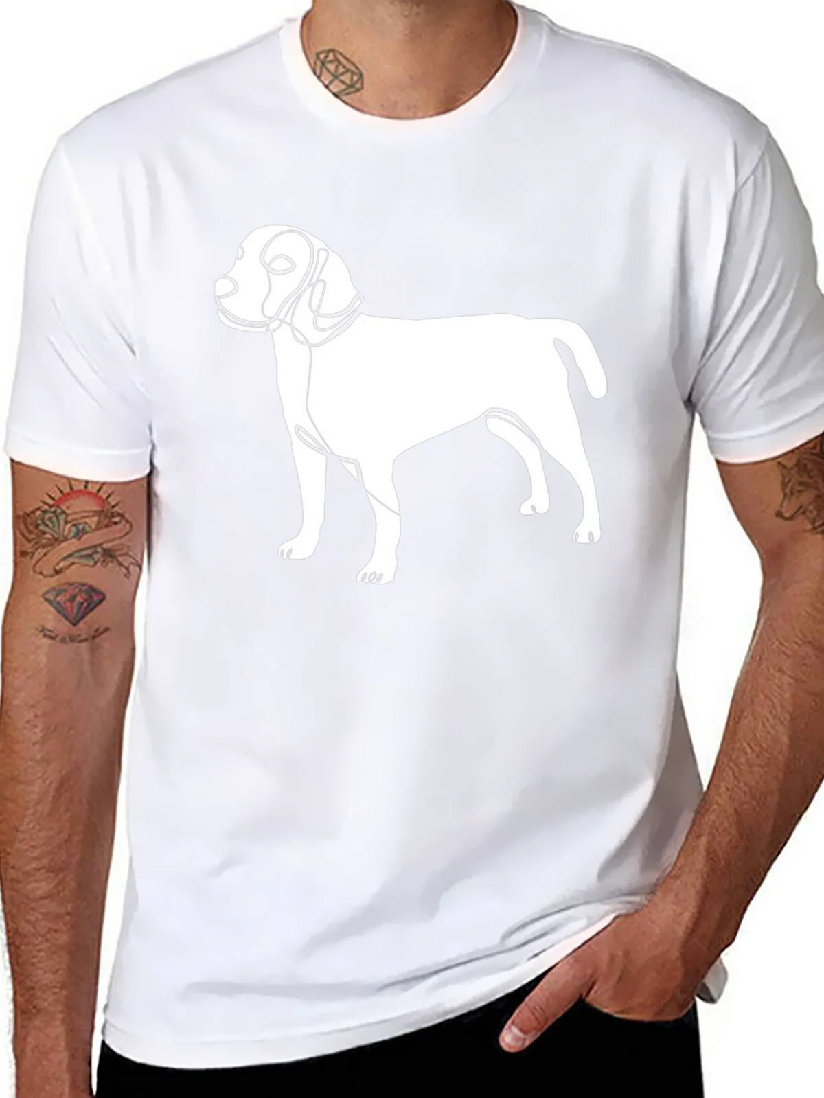 Abstract Dog Line Art Graphic T-Shirt product image 7