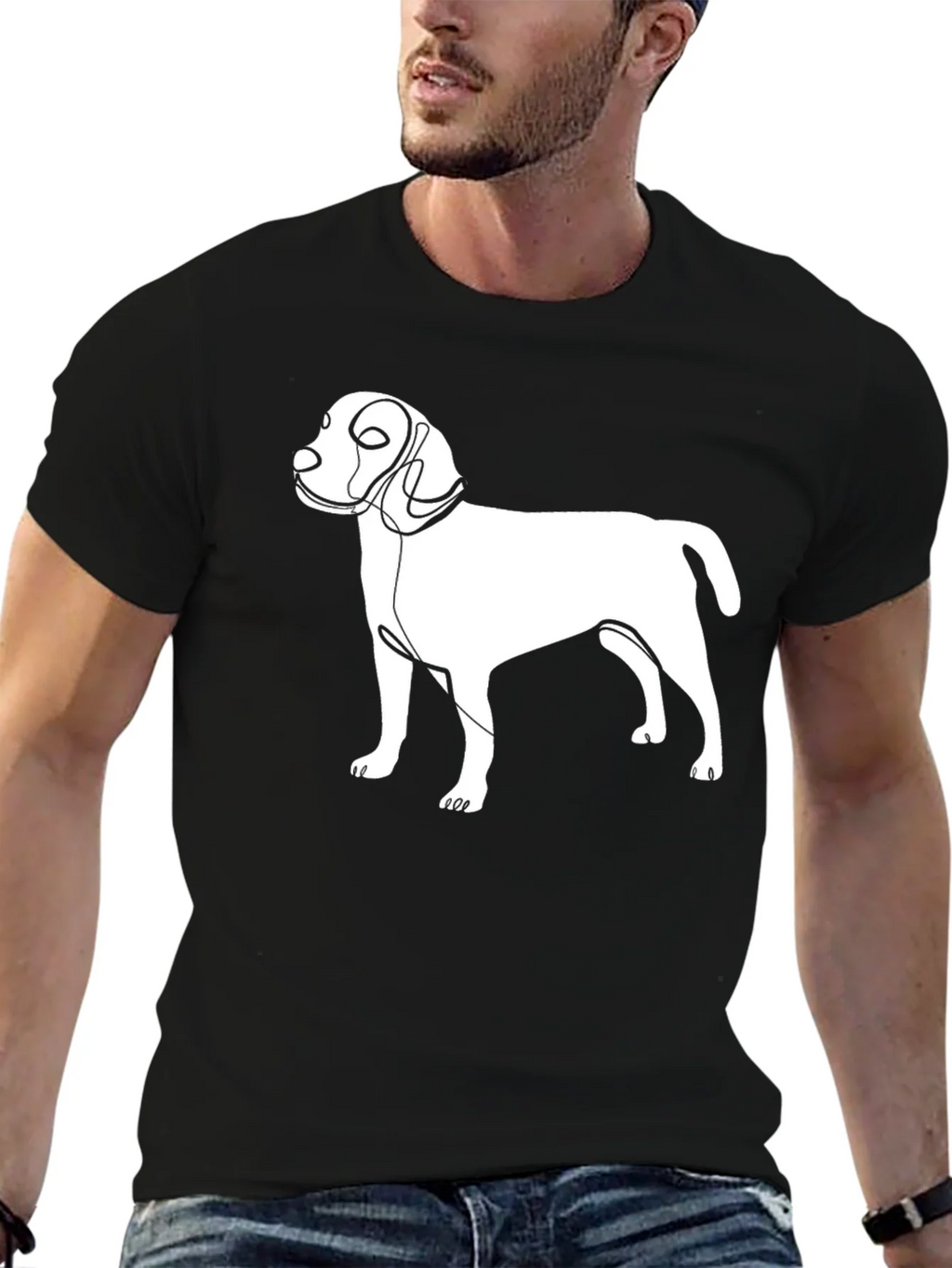 Abstract Dog Line Art Graphic T-Shirt product image 6
