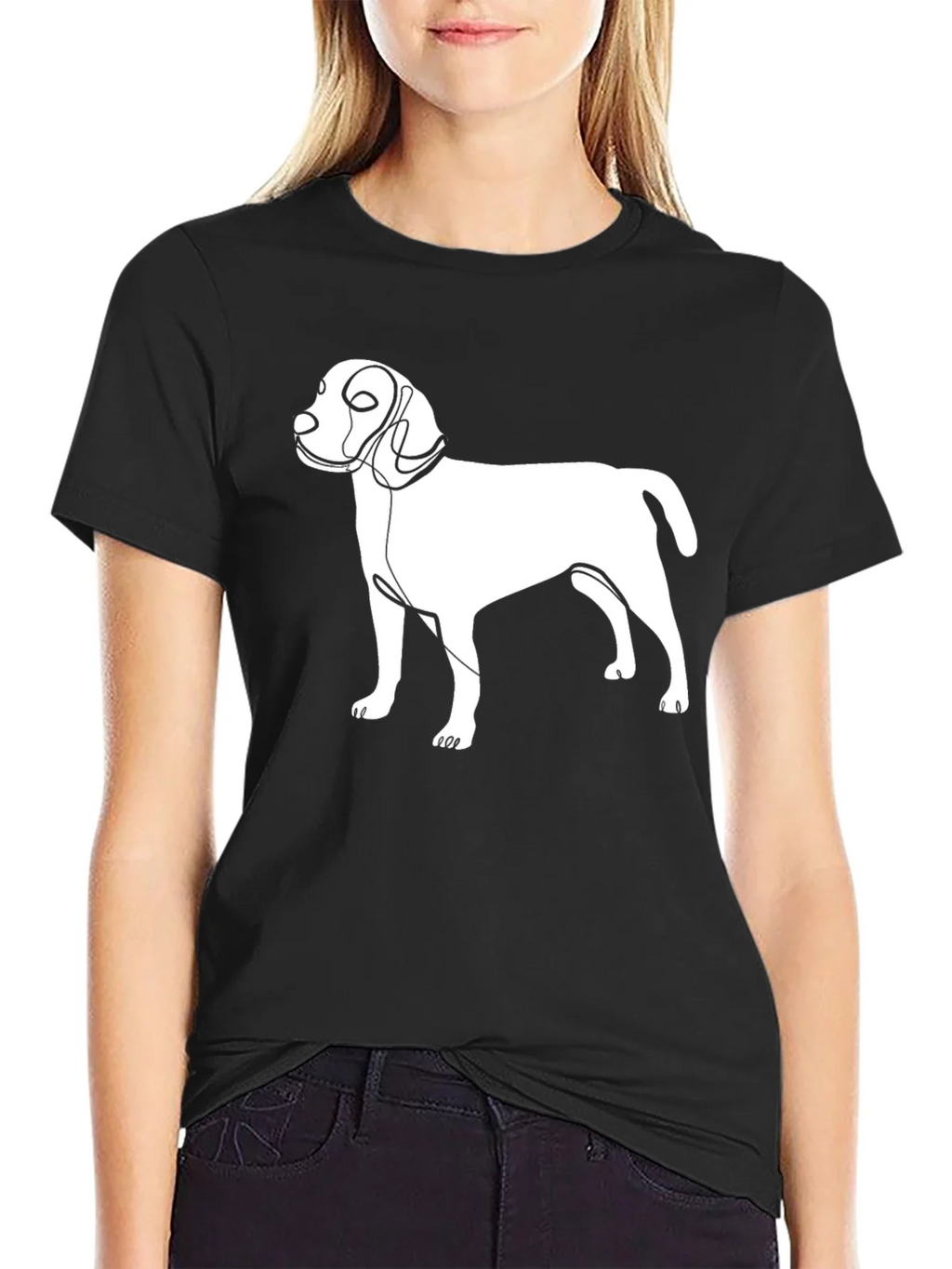 Abstract Dog Line Art Graphic T-Shirt product image 2