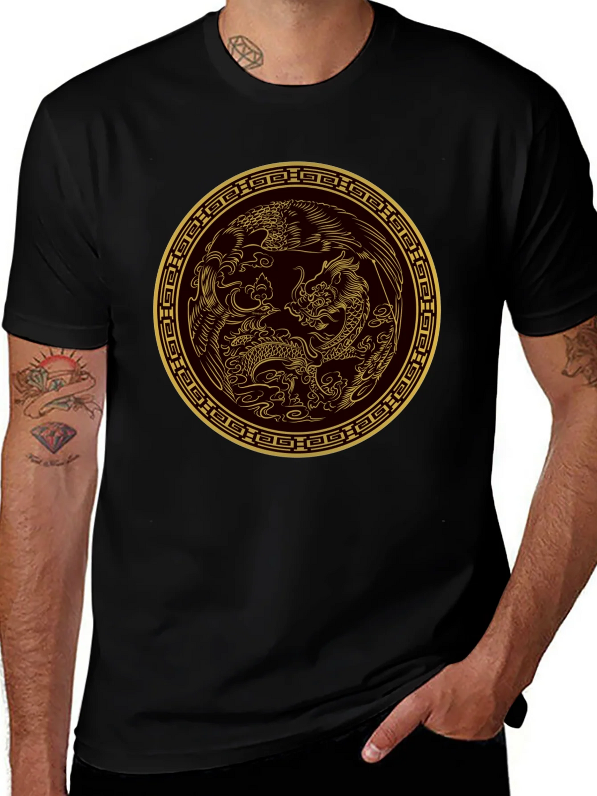 Dragon & Phoenix Graphic Tee - Black product image 1