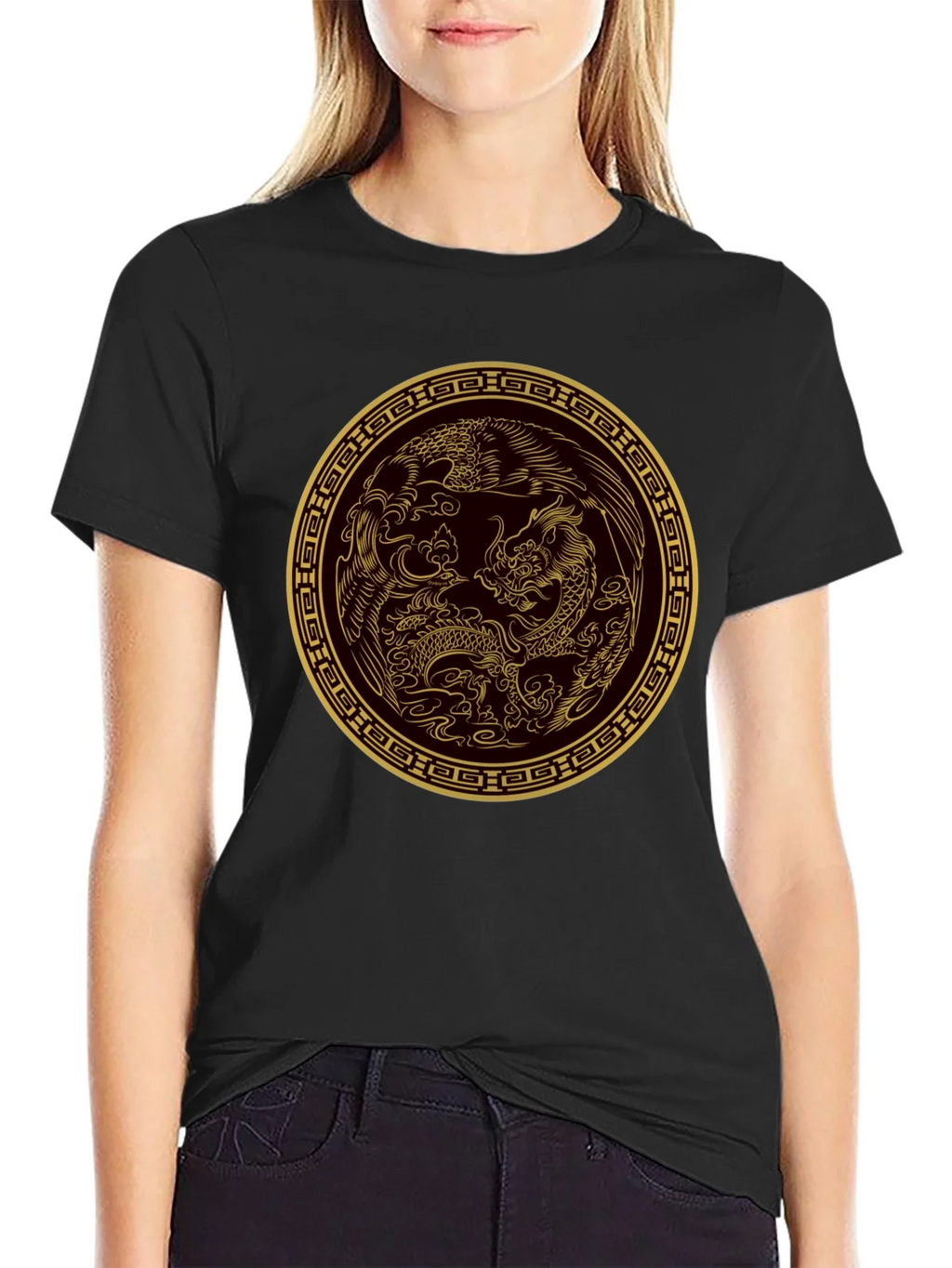 Dragon & Phoenix Graphic Tee - Black product image 2