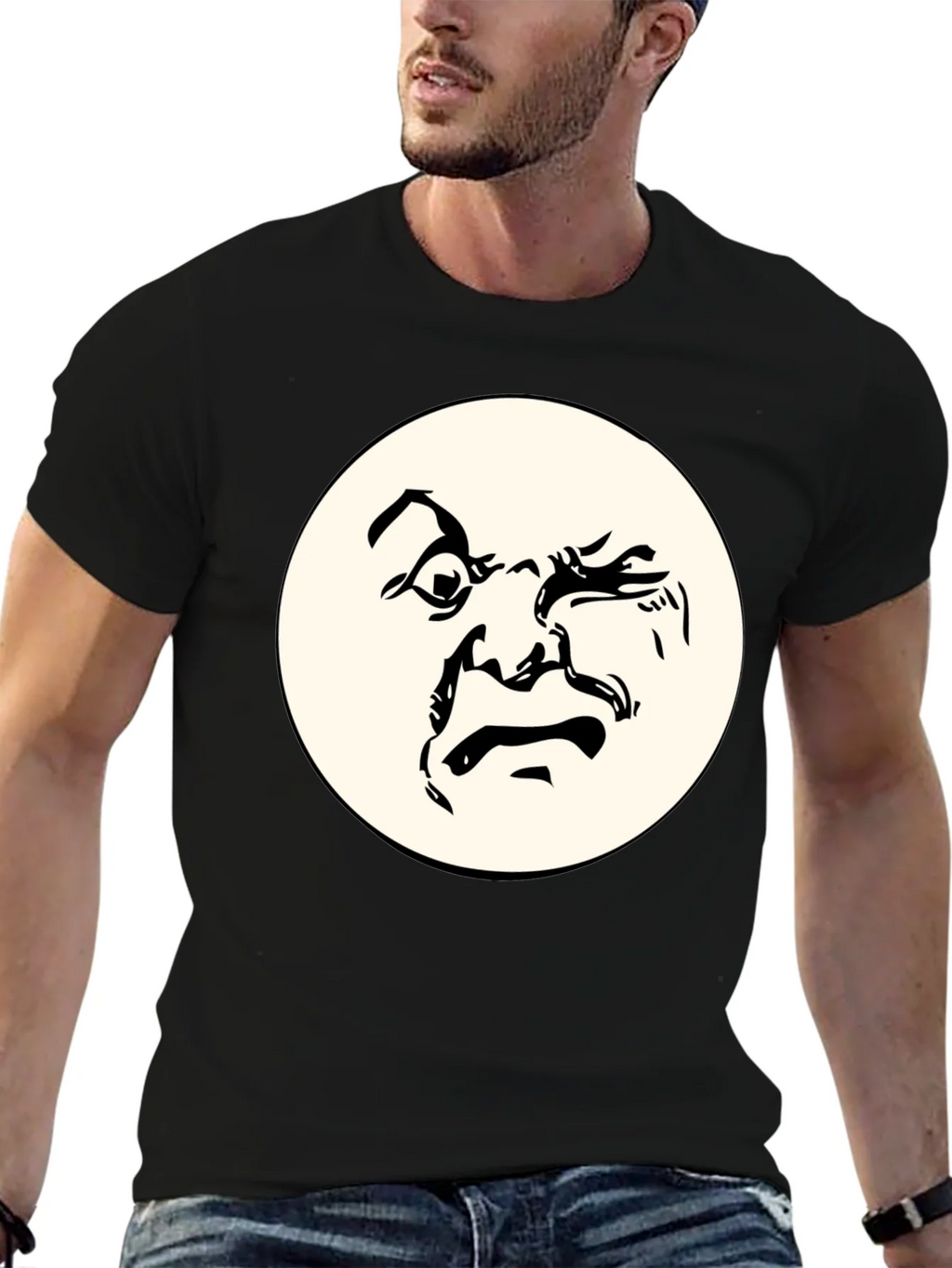 Abstract Face Graphic Black T-Shirt - Unique Design product image 6