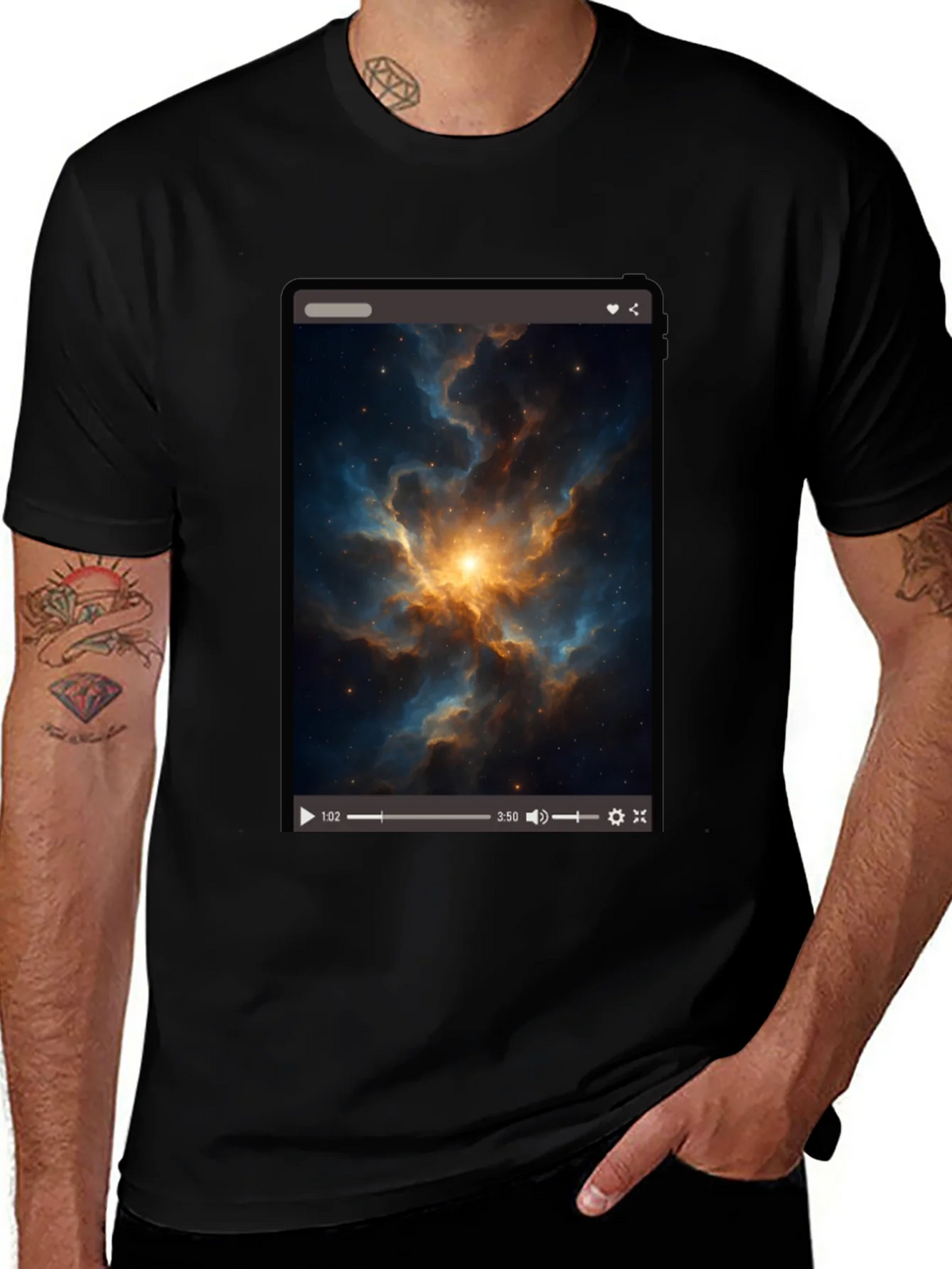 Nebula Video Screen Graphic Black T-Shirt product image 1