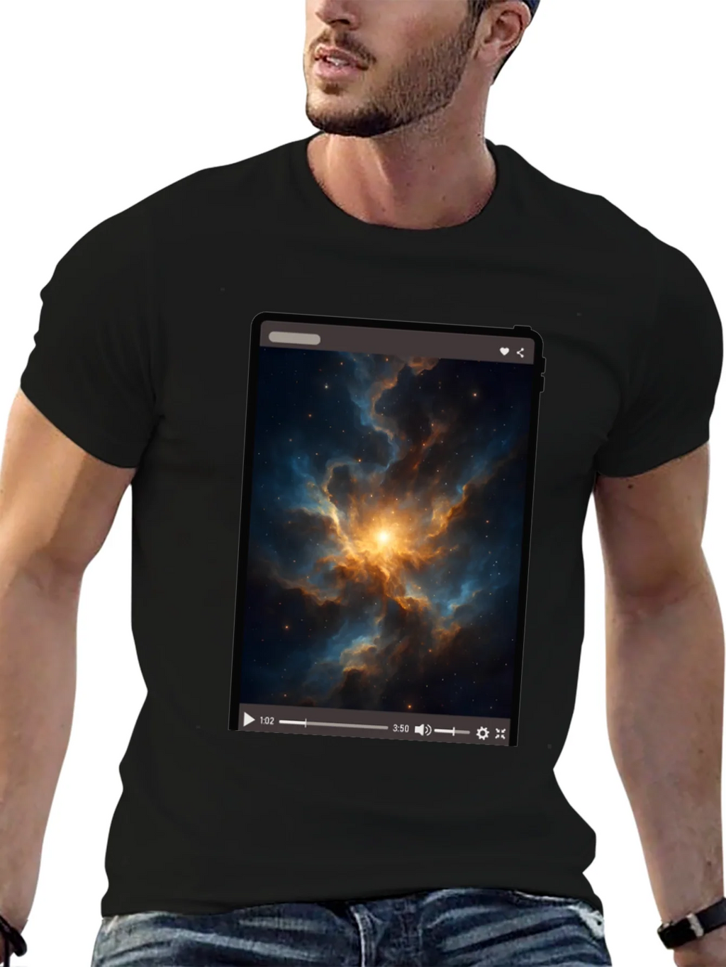 Nebula Video Screen Graphic Black T-Shirt product image 6