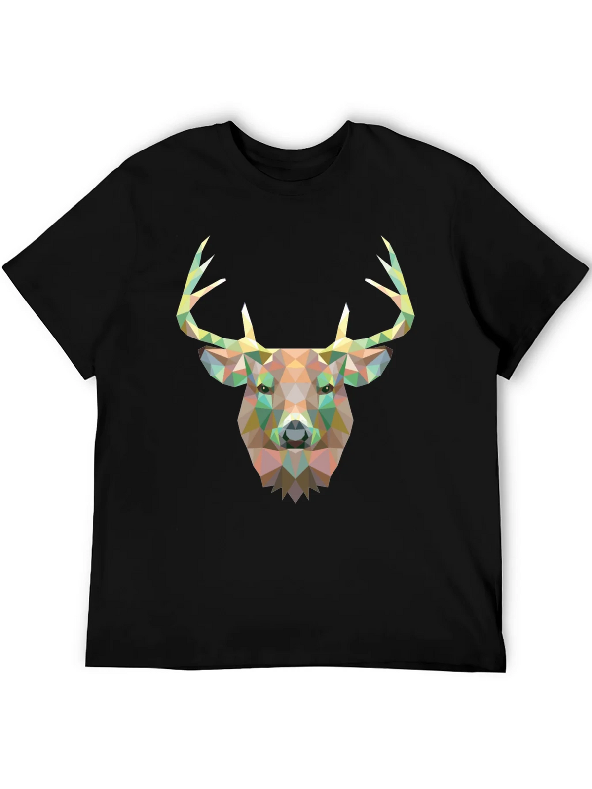 Geometric Deer Head Graphic Black T-Shirt product image 5