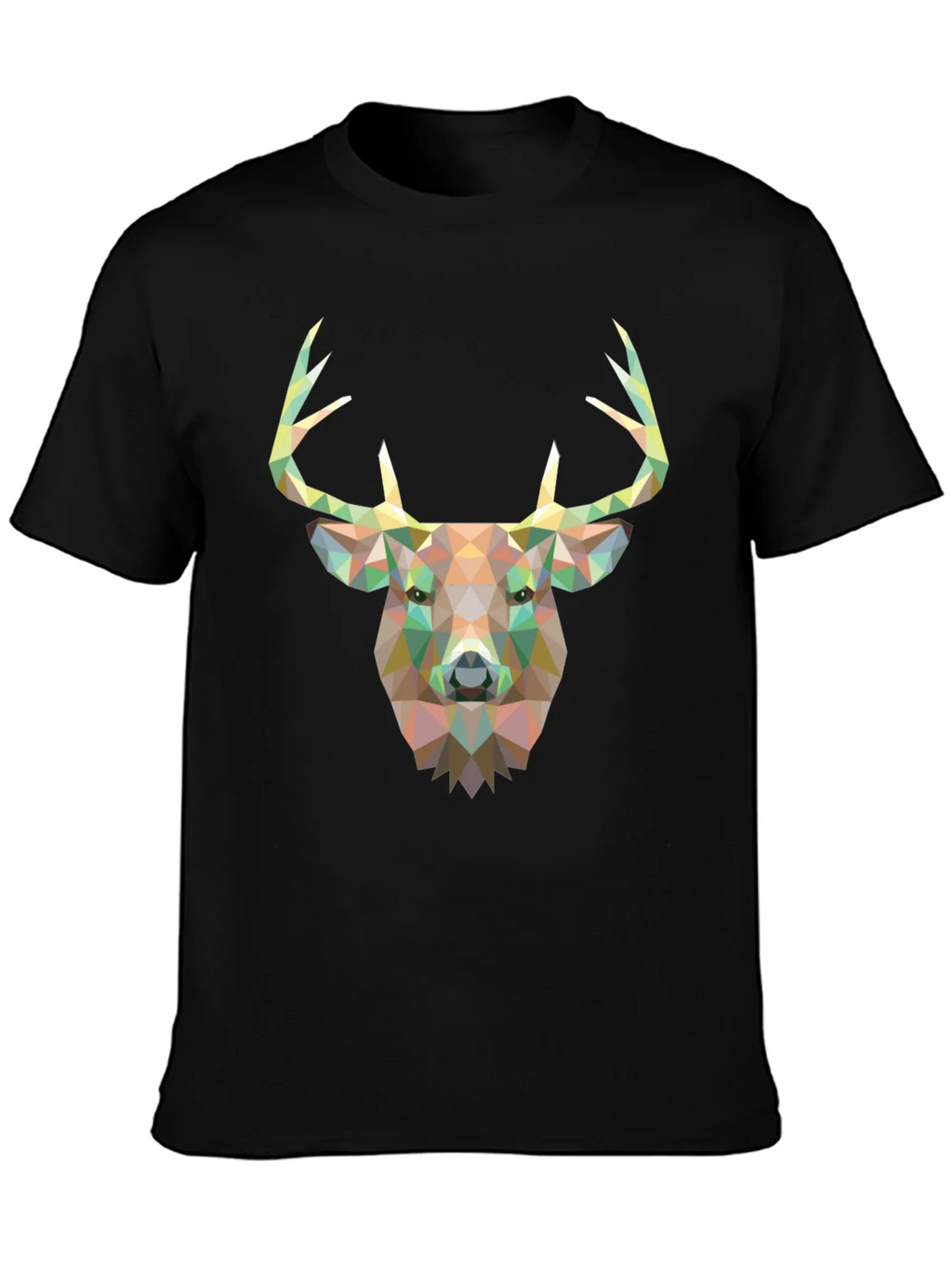 Geometric Deer Head Graphic Black T-Shirt product image 3