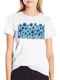 Blue Floral Print Black T-Shirt product image 1