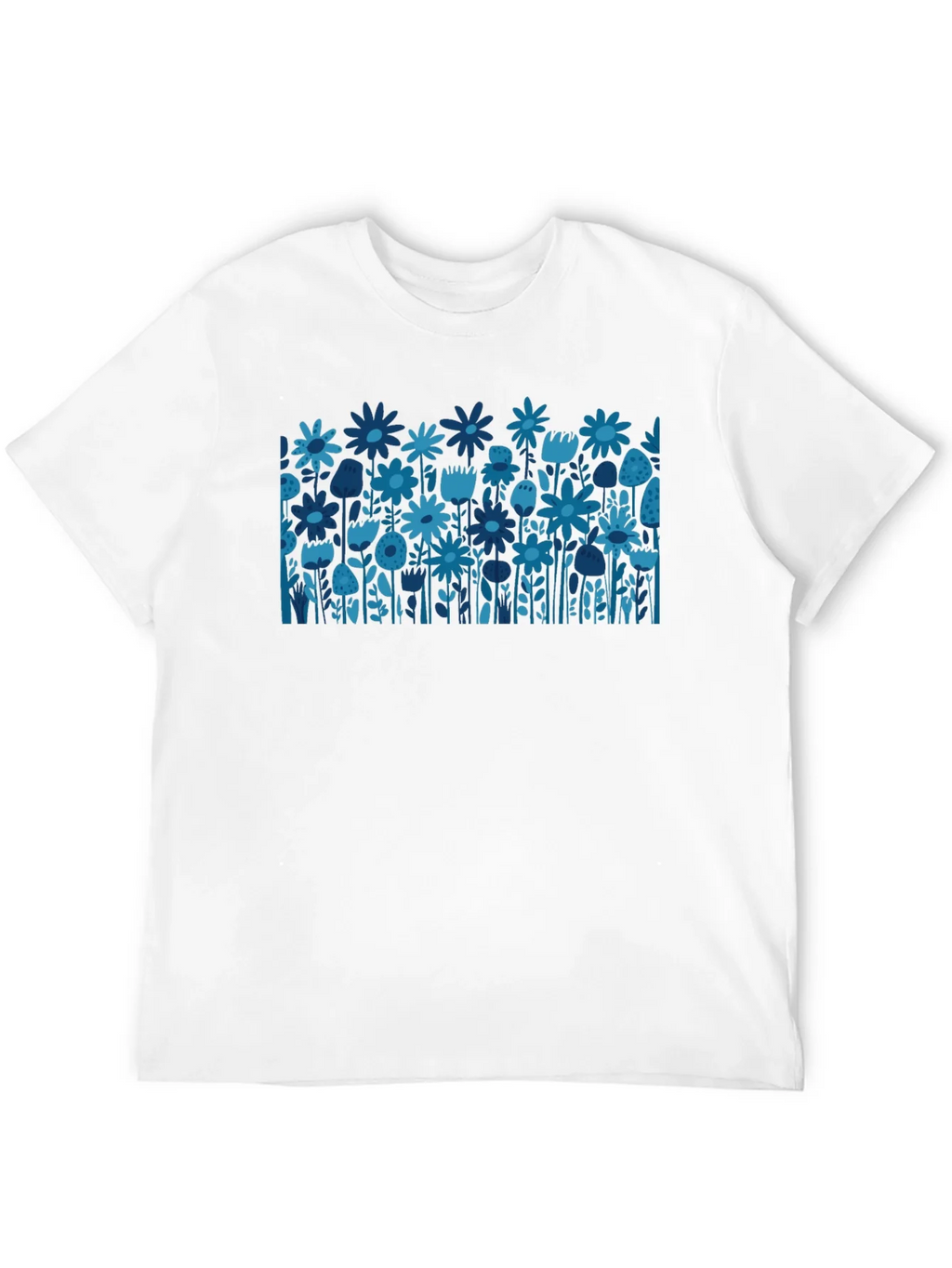 Blue Floral Print Black T-Shirt product image 11