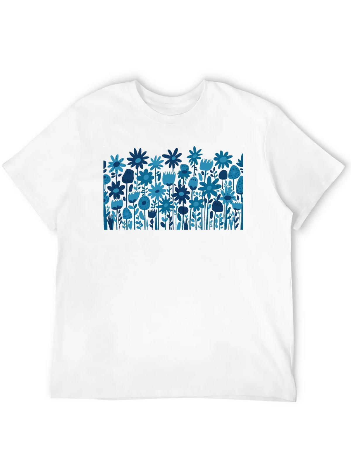 Blue Floral Print Black T-Shirt product image 11