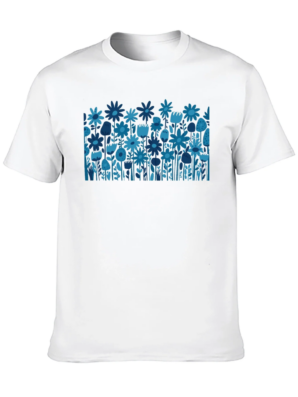 Blue Floral Print Black T-Shirt product image 9