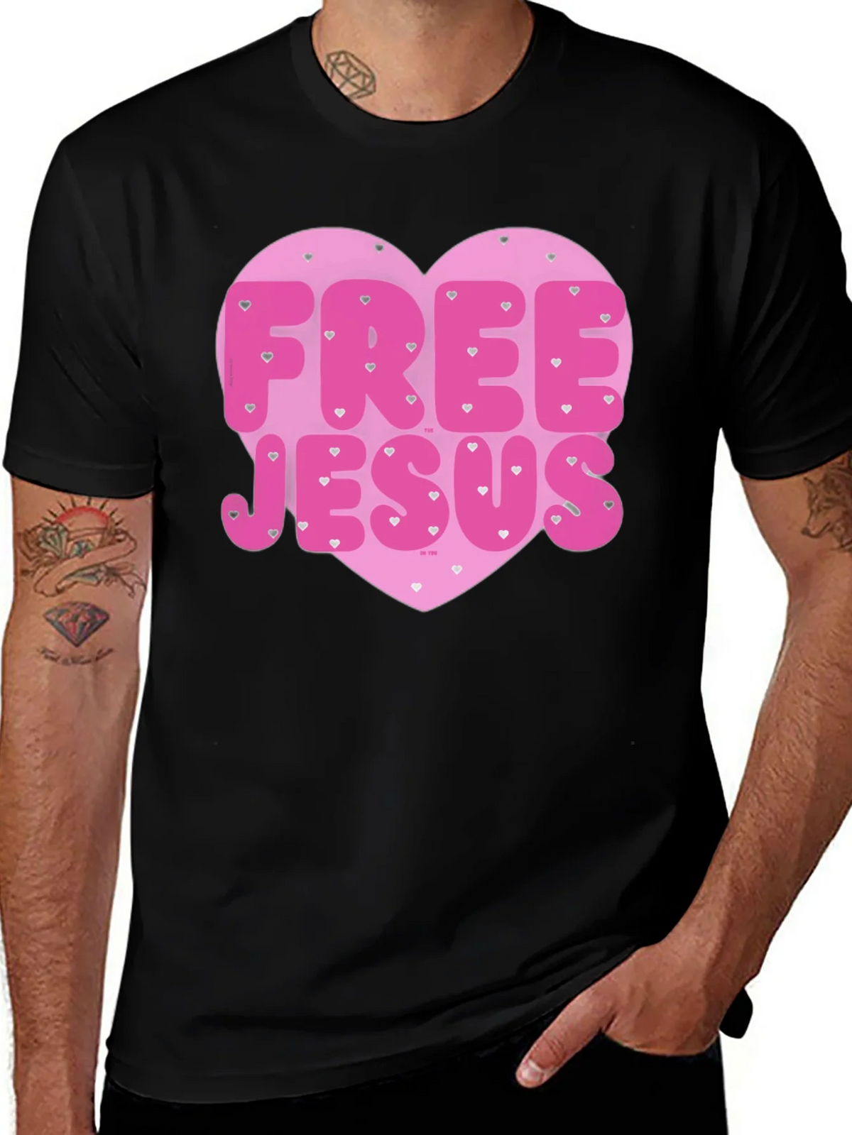 Free Jesus Heart Graphic Tee - Trendy Black T-Shirt product image 1