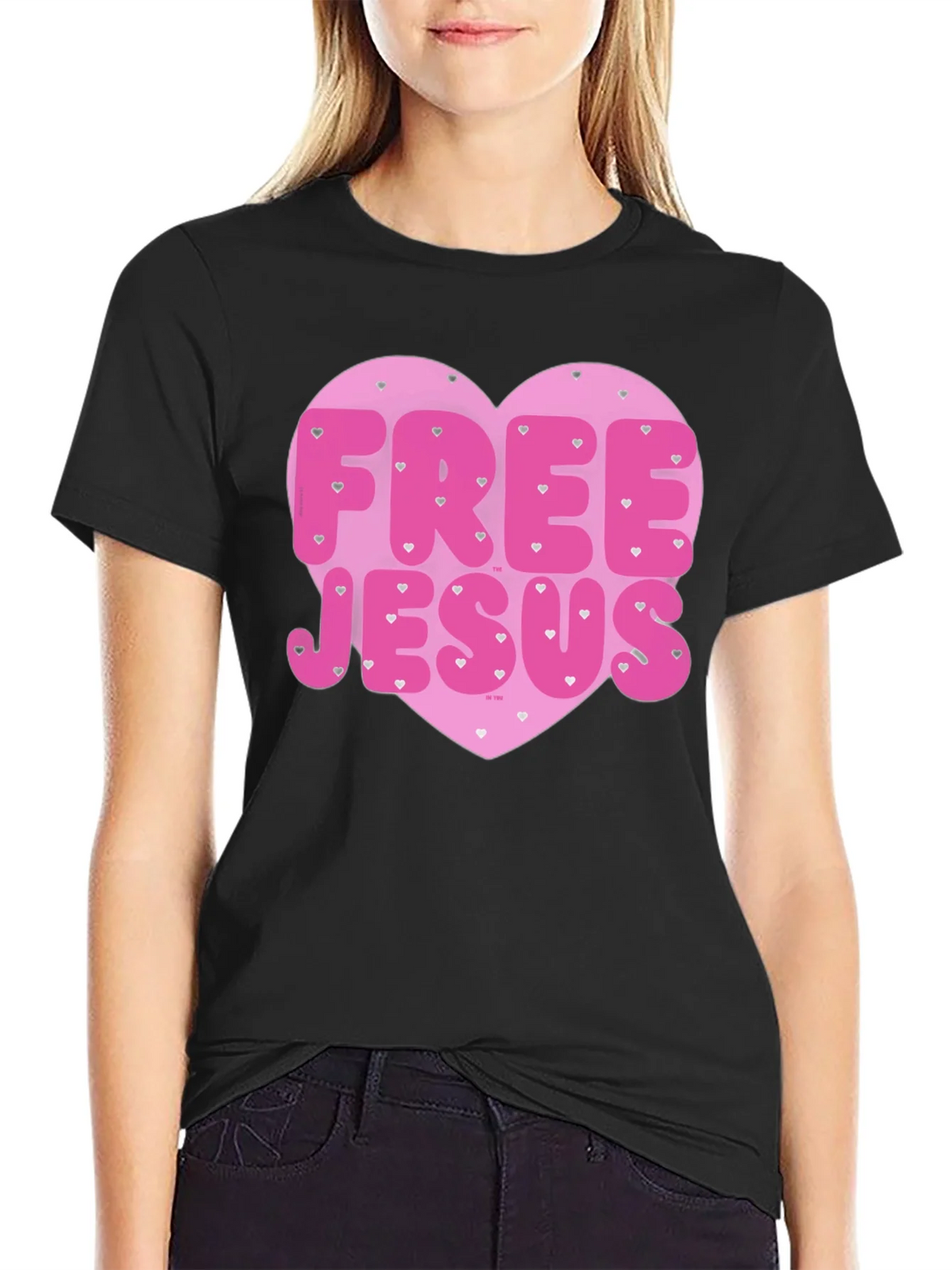 Free Jesus Heart Graphic Tee - Trendy Black T-Shirt product image 2