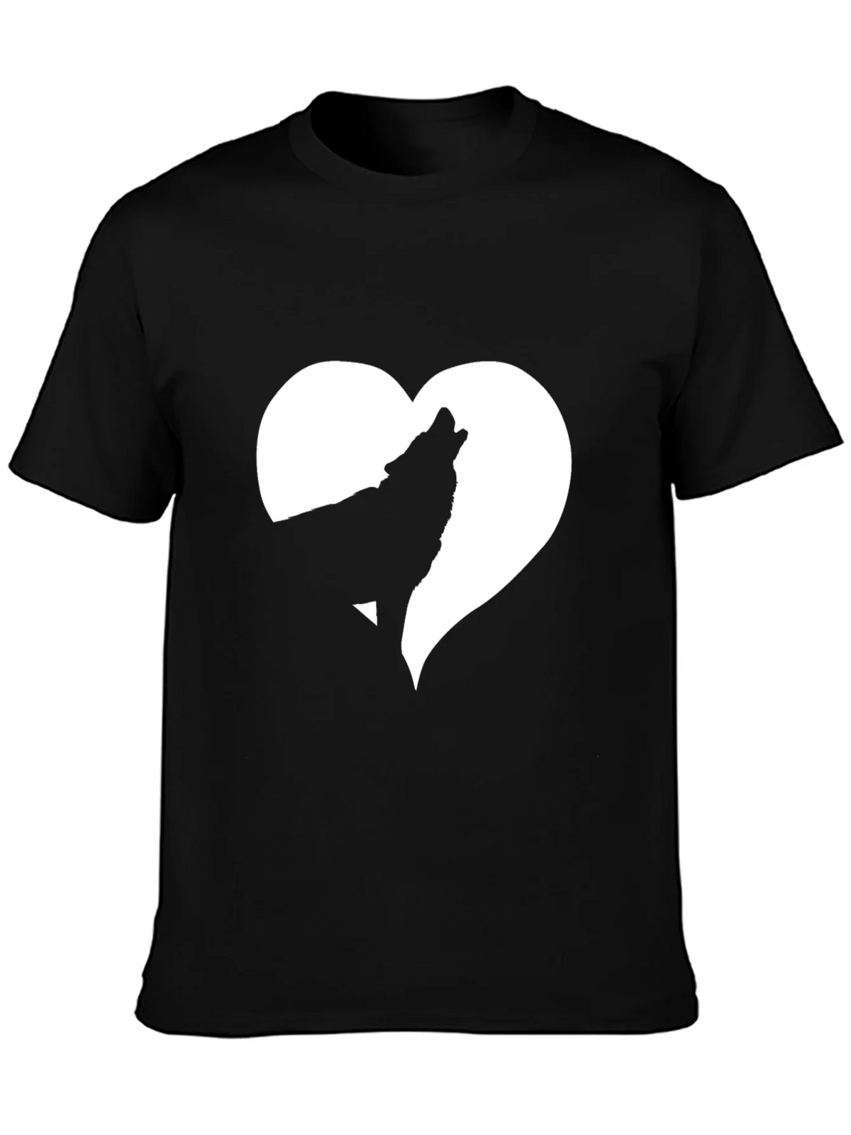 Wolf Heart Graphic Tee - Black Cotton T-Shirt product image 3
