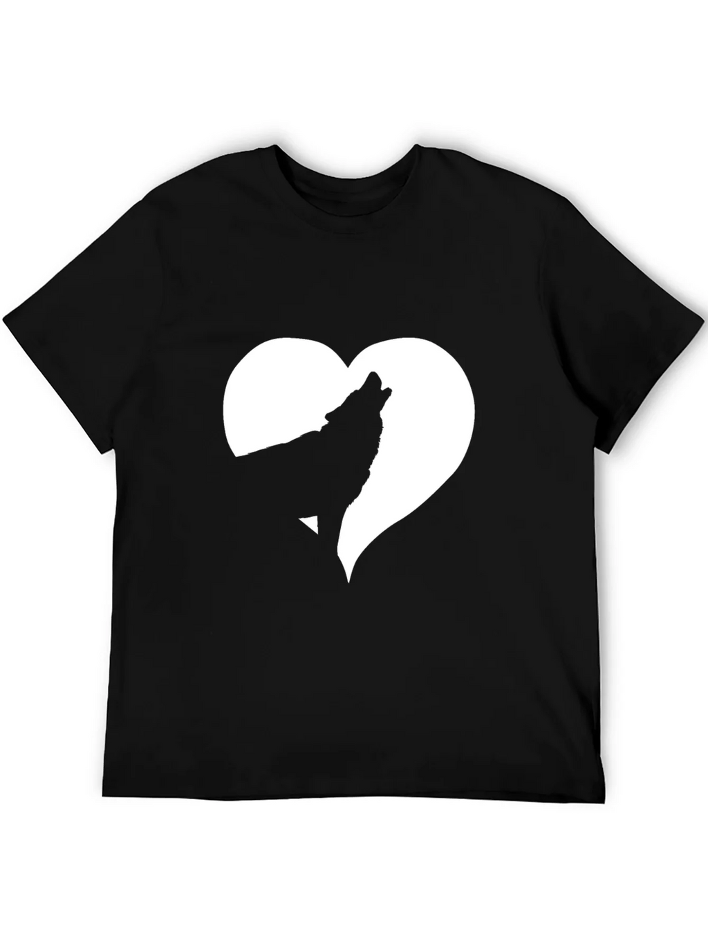 Wolf Heart Graphic Tee - Black Cotton T-Shirt product image 5