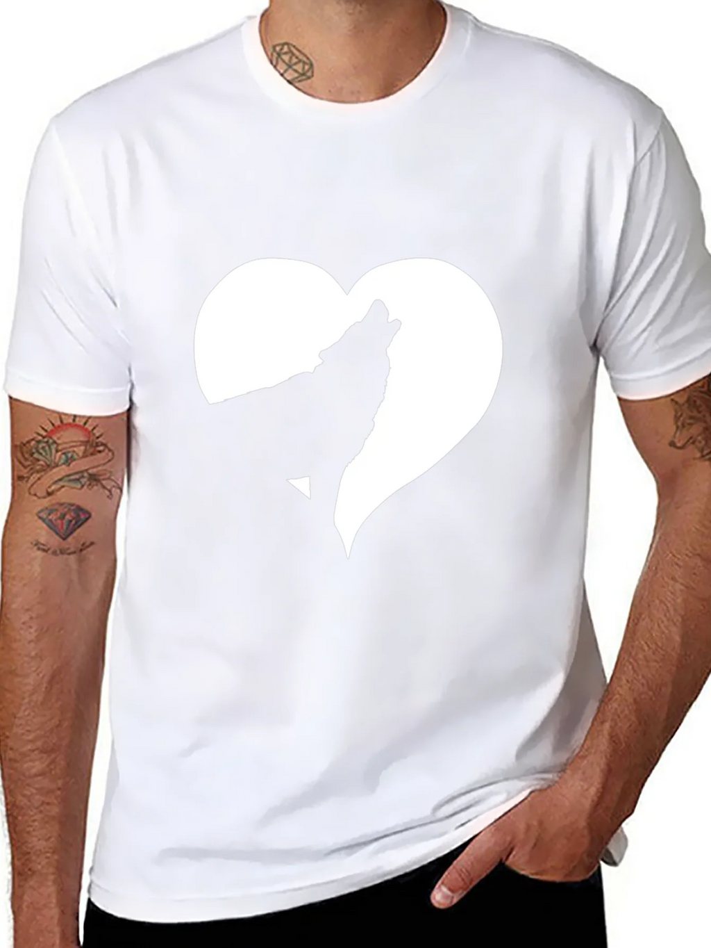 Wolf Heart Graphic Tee - Black Cotton T-Shirt product image 7