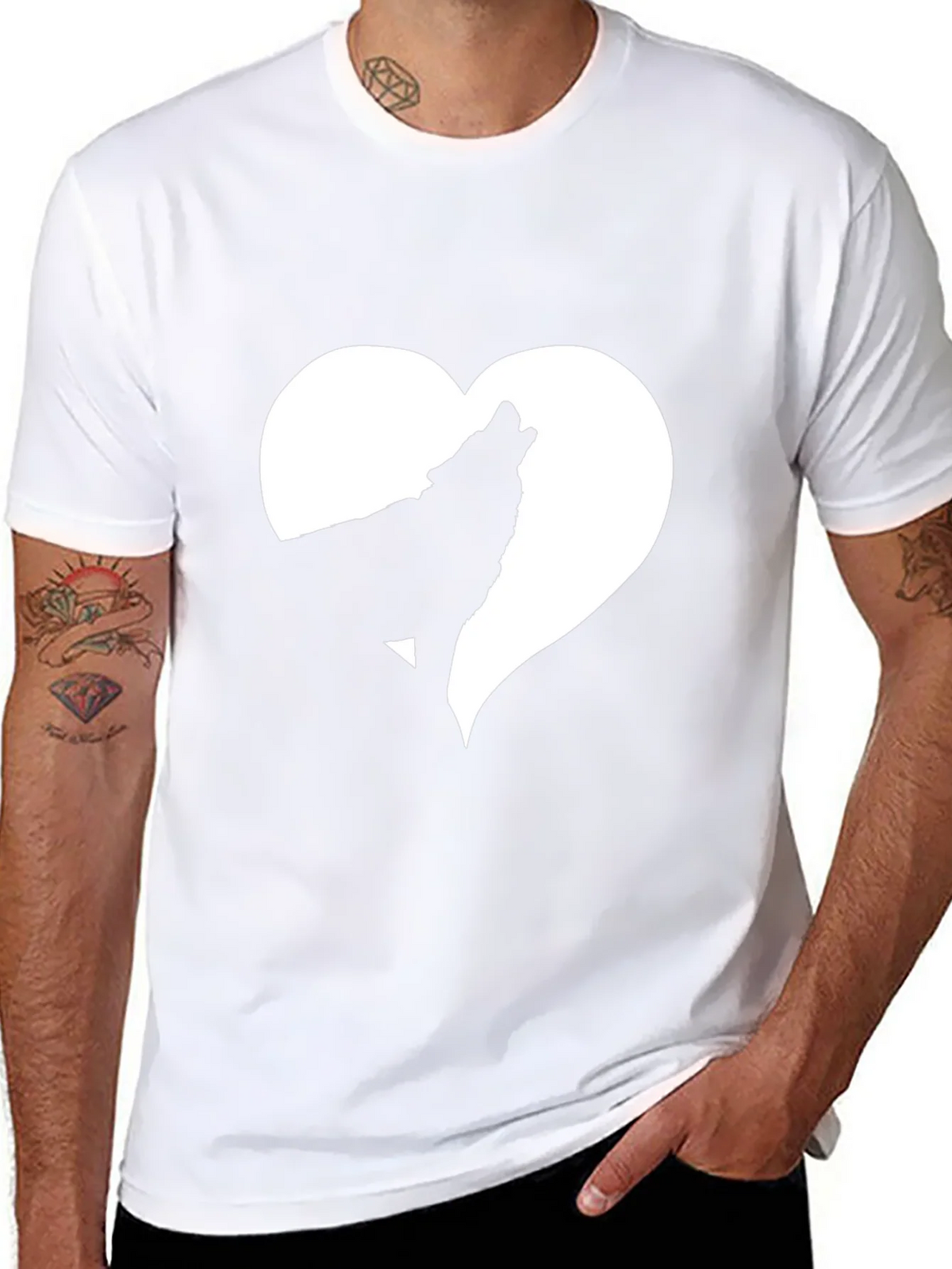 Wolf Heart Graphic Tee - Black Cotton T-Shirt product image 7