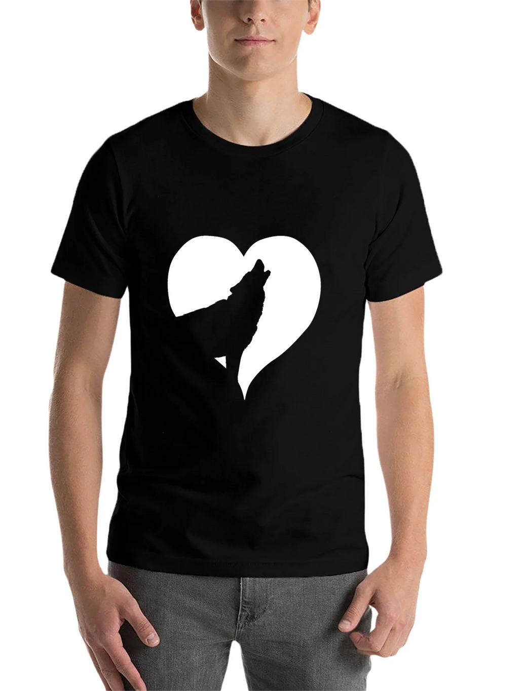 Wolf Heart Graphic Tee - Black Cotton T-Shirt product image 4