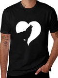 Wolf Heart Graphic Tee - Black Cotton T-Shirt product image 1