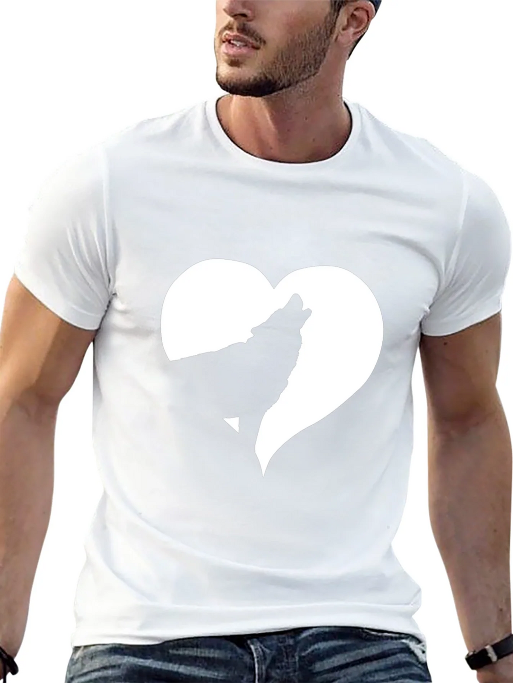 Wolf Heart Graphic Tee - Black Cotton T-Shirt product image 12
