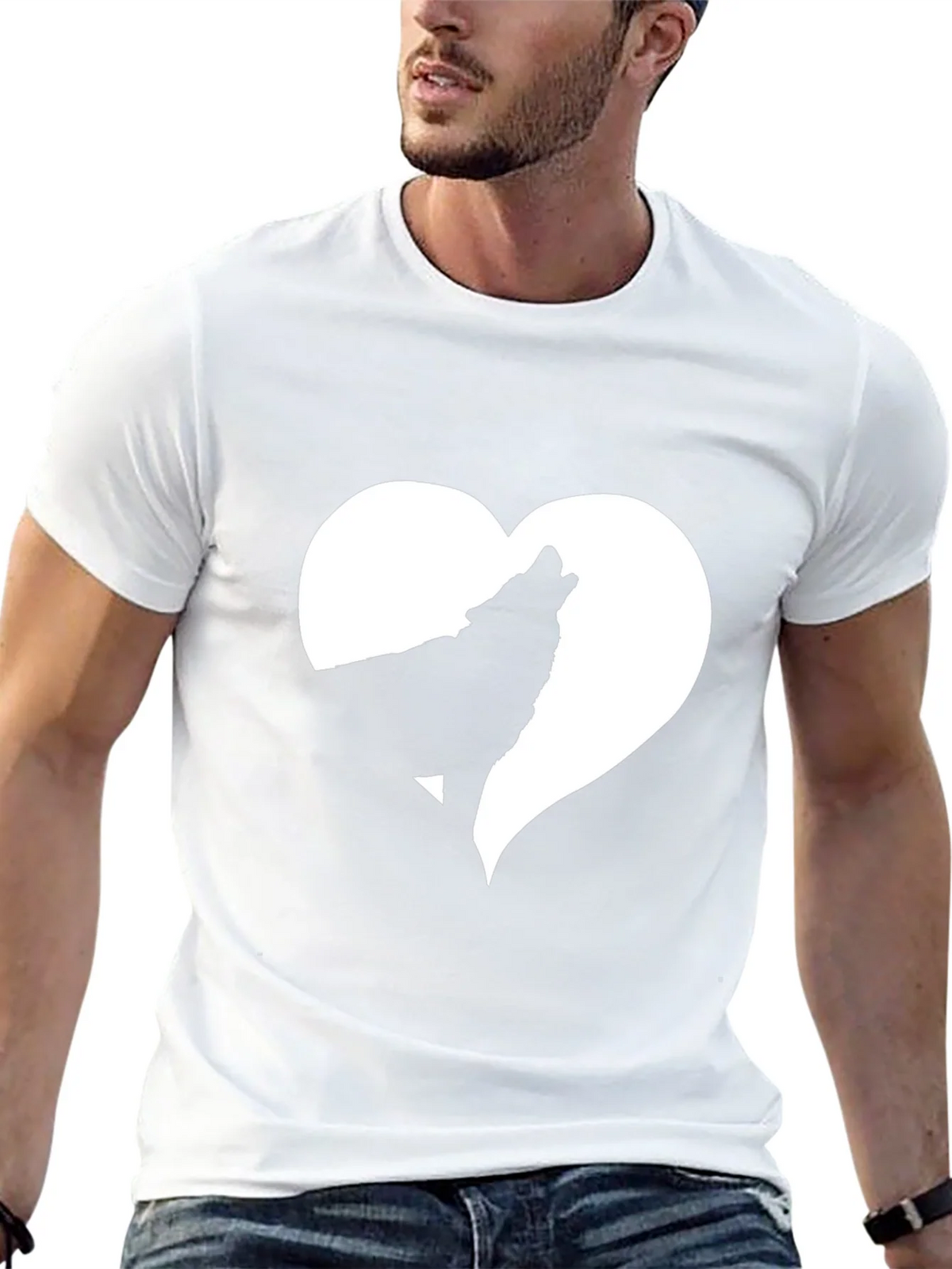 Wolf Heart Graphic Tee - Black Cotton T-Shirt product image 12