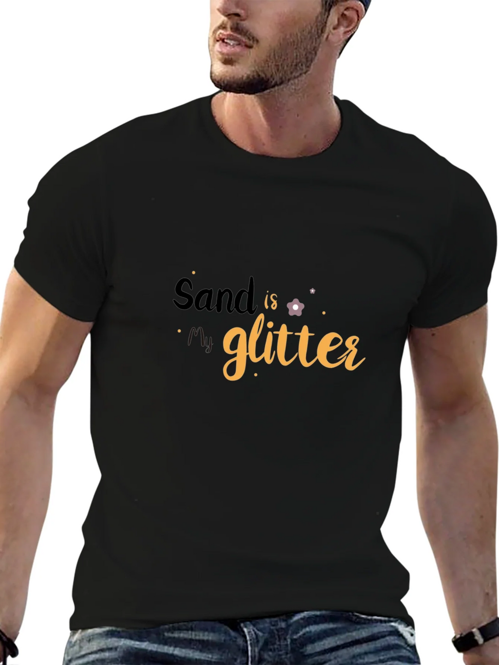 Sand is My Glitter Graphic Tee - Black Cotton T-Shirt product image 6