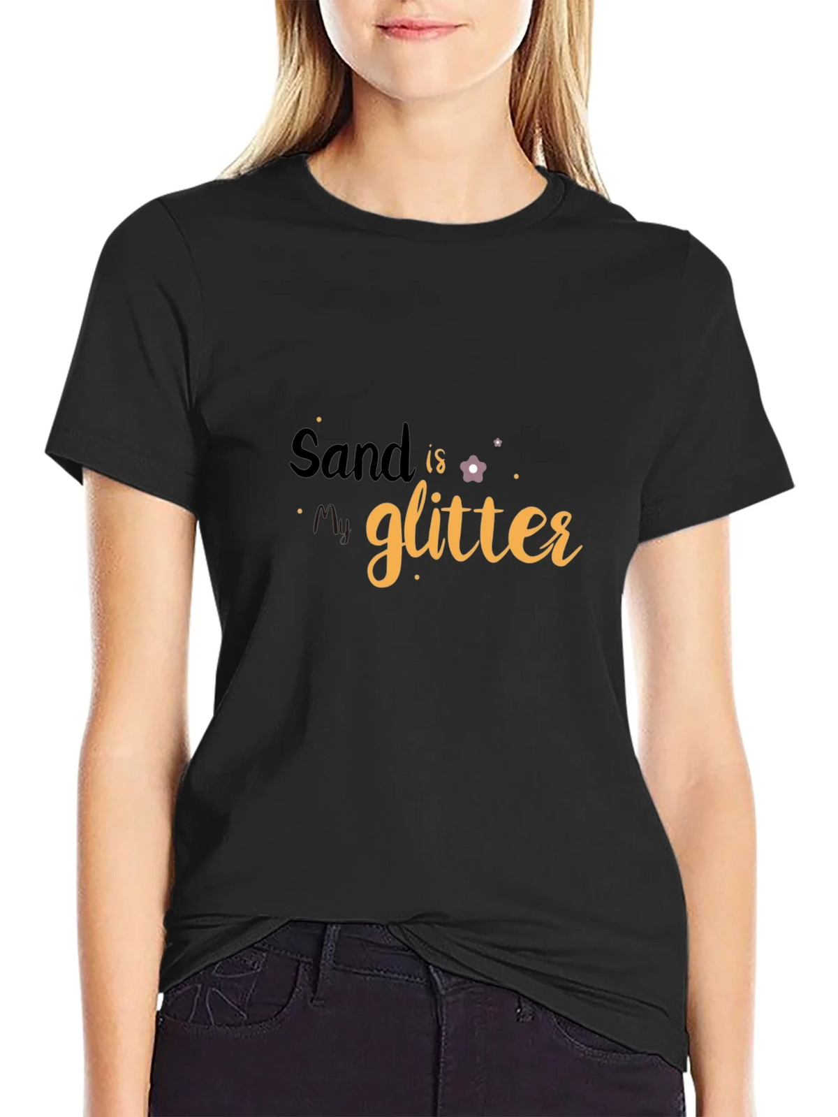 Sand is My Glitter Graphic Tee - Black Cotton T-Shirt product image 2