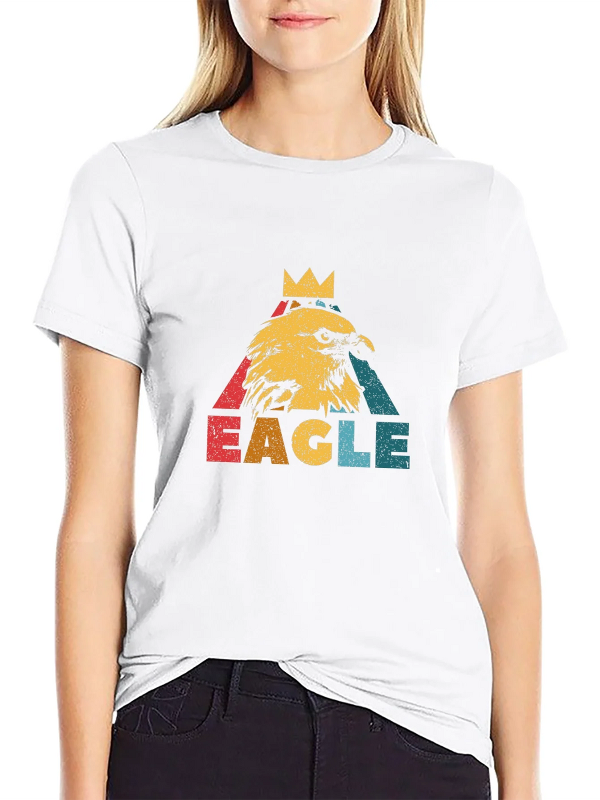 Vintage Eagle Crown Graphic Black T-Shirt product image 8