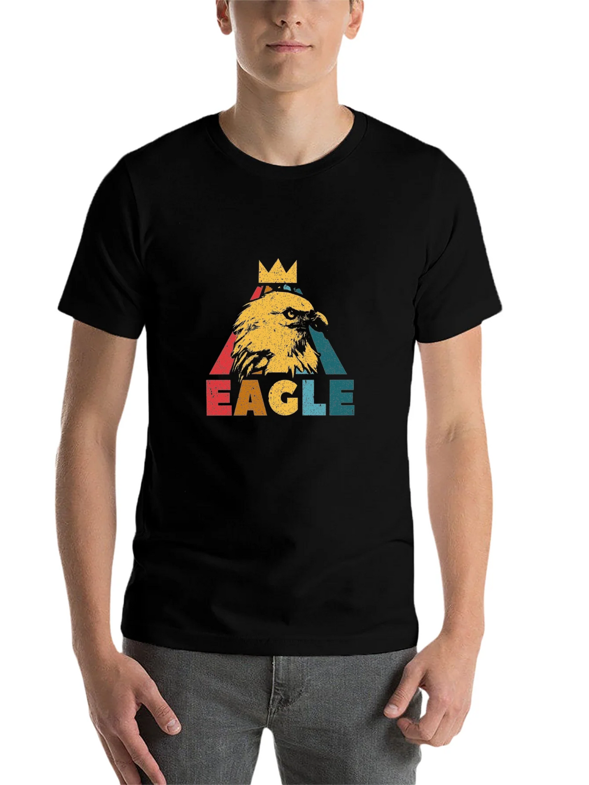 Vintage Eagle Crown Graphic Black T-Shirt product image 4