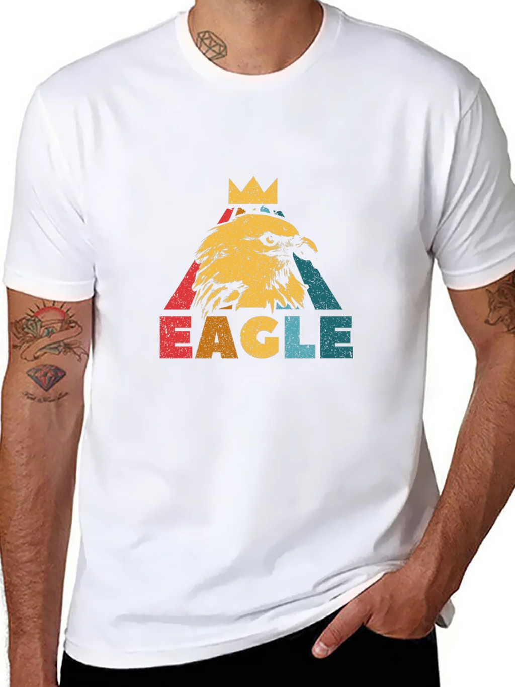 Vintage Eagle Crown Graphic Black T-Shirt product image 7