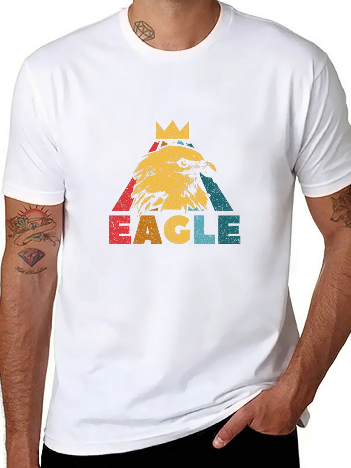 Vintage Eagle Crown Graphic Black T-Shirt product image 7