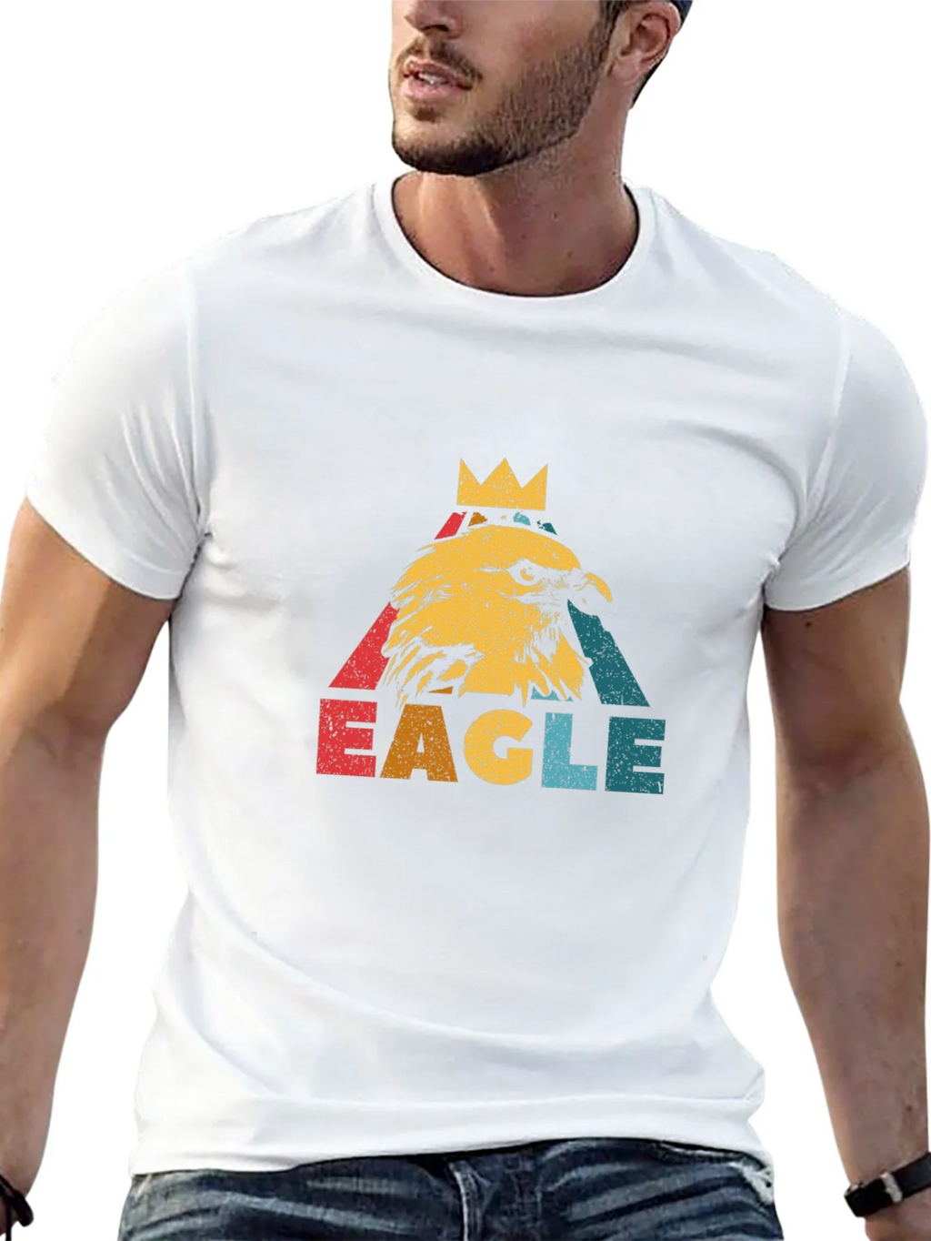 Vintage Eagle Crown Graphic Black T-Shirt product image 12