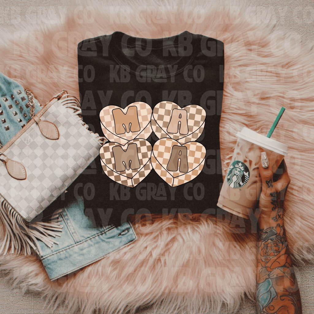 Mama Checkered Print Heart