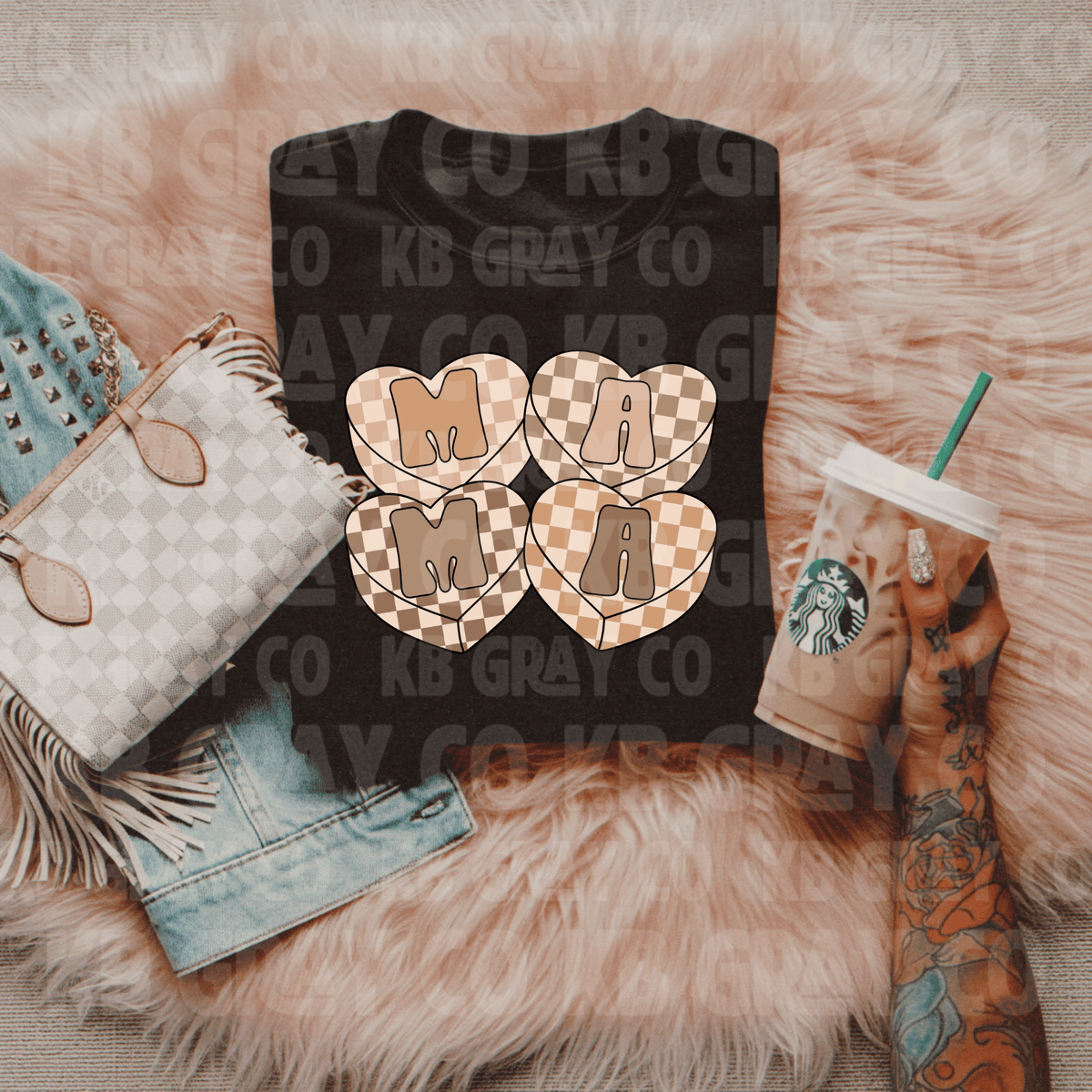 Mama Checkered Print Heart