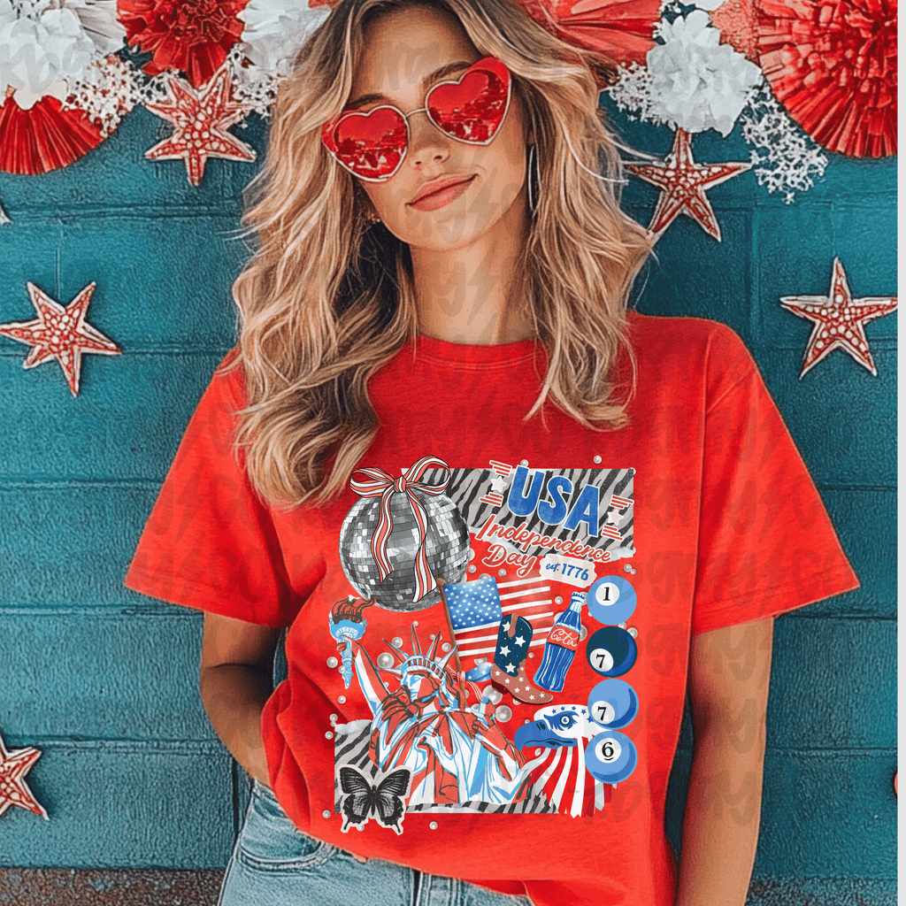 USA disco Ball collage