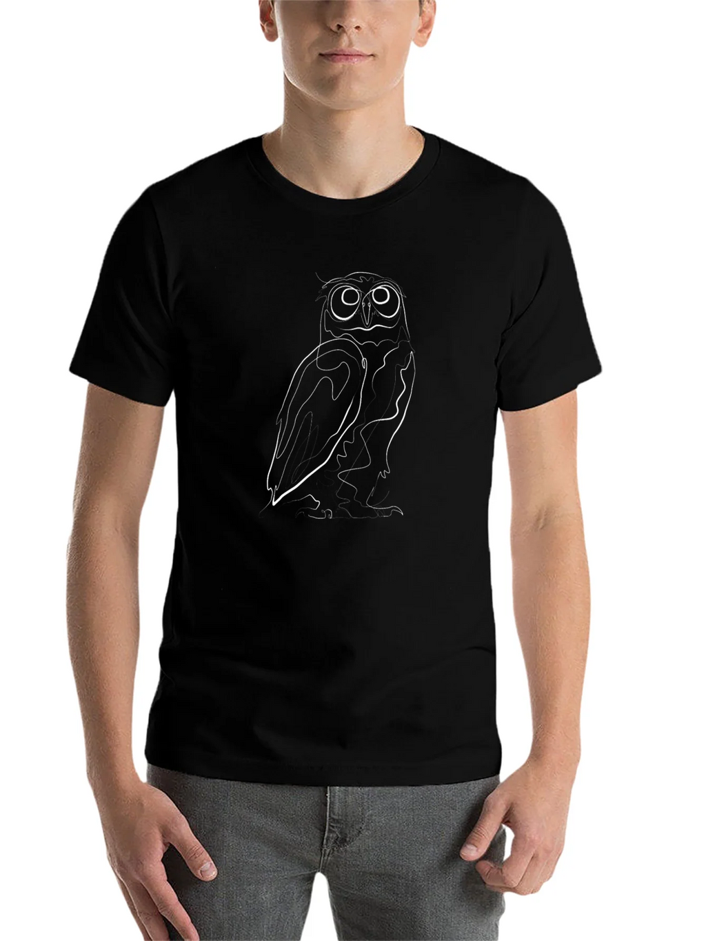 Owl Line Art Graphic Tee - Black product image 4