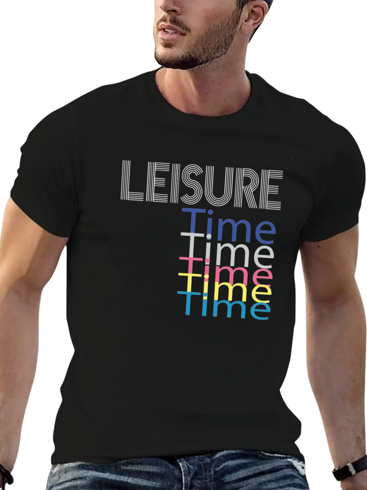 Leisure Time Graphic Tee - Black Cotton Comfort product image 6