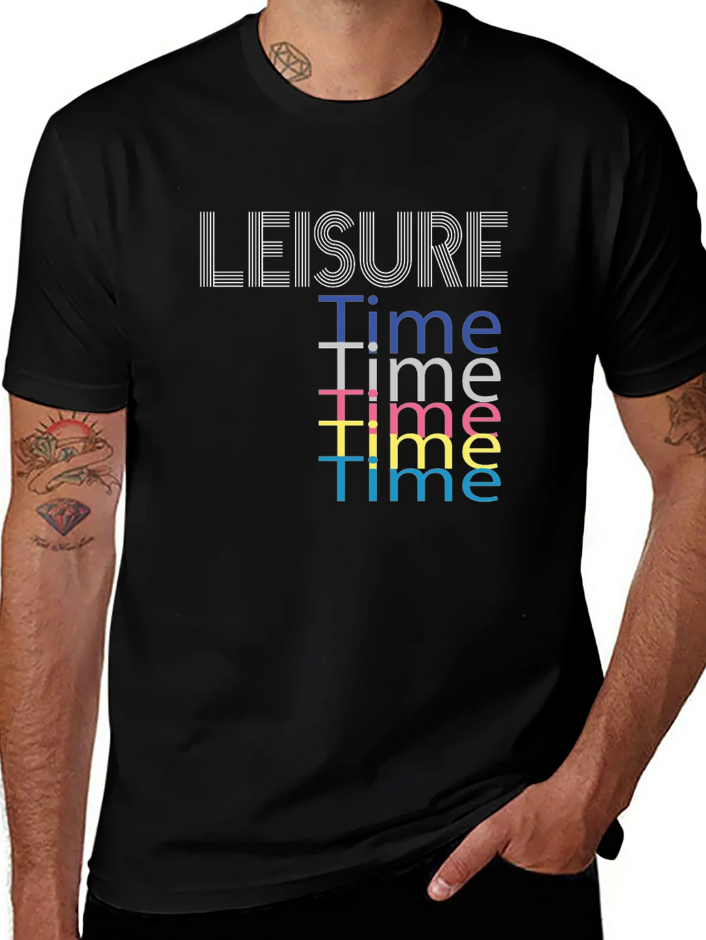 Leisure Time Graphic Tee - Black Cotton Comfort product image 1