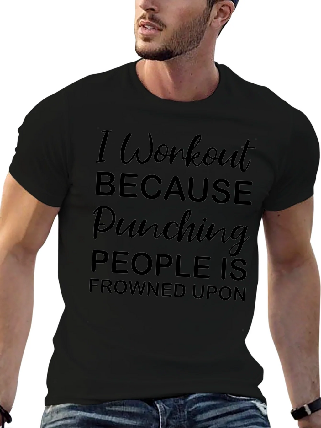 Workout Humor Tee - Punching Frowned Upon product image 6
