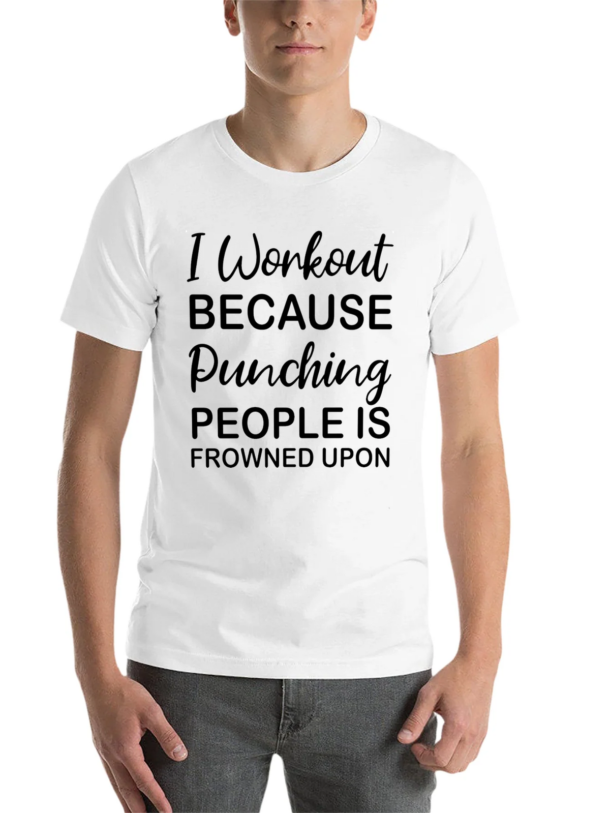 Workout Humor Tee - Punching Frowned Upon product image 10